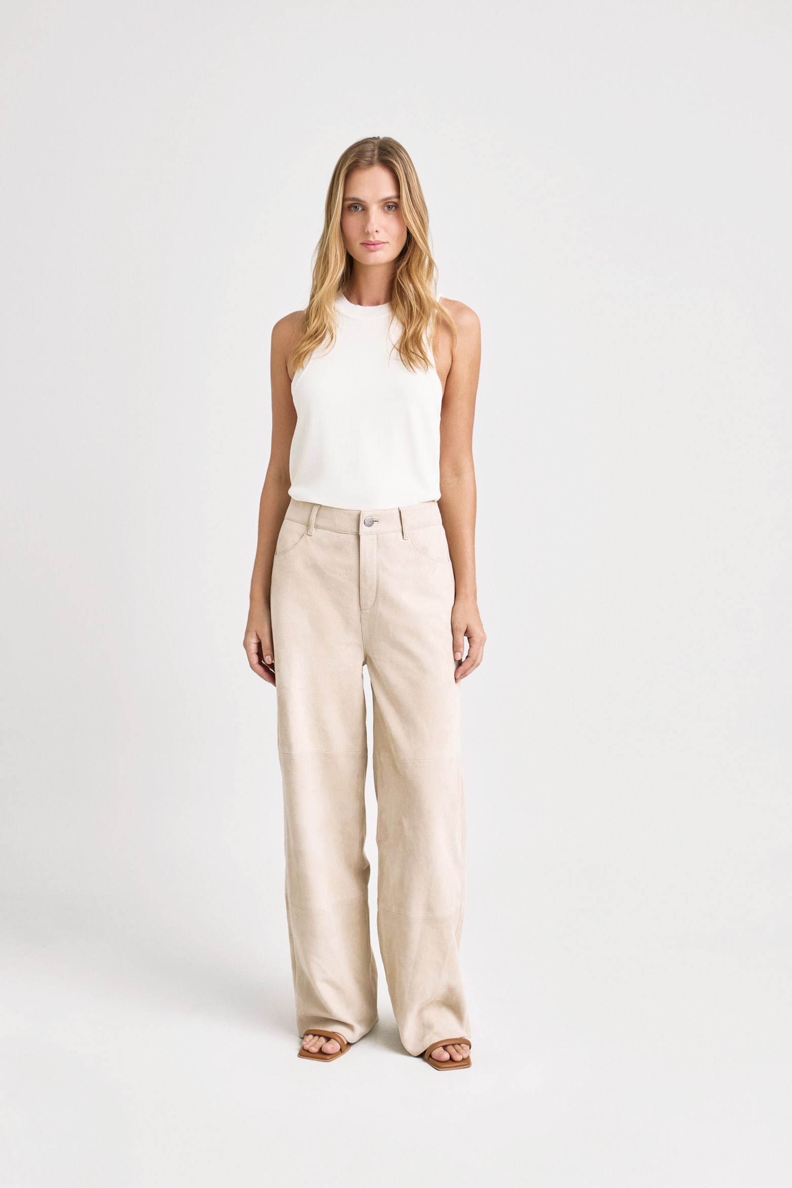 San Jacinto wide-leg suede pants for women semi-loose fit