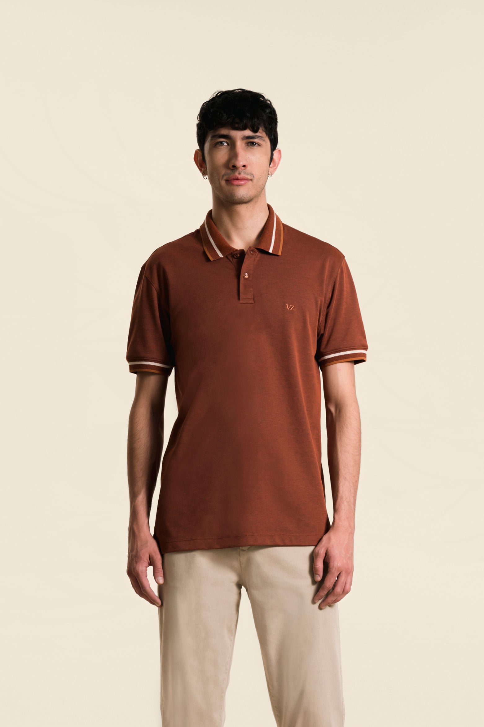 Men’s Semi-Fitted Short Sleeve Polo in Brandy