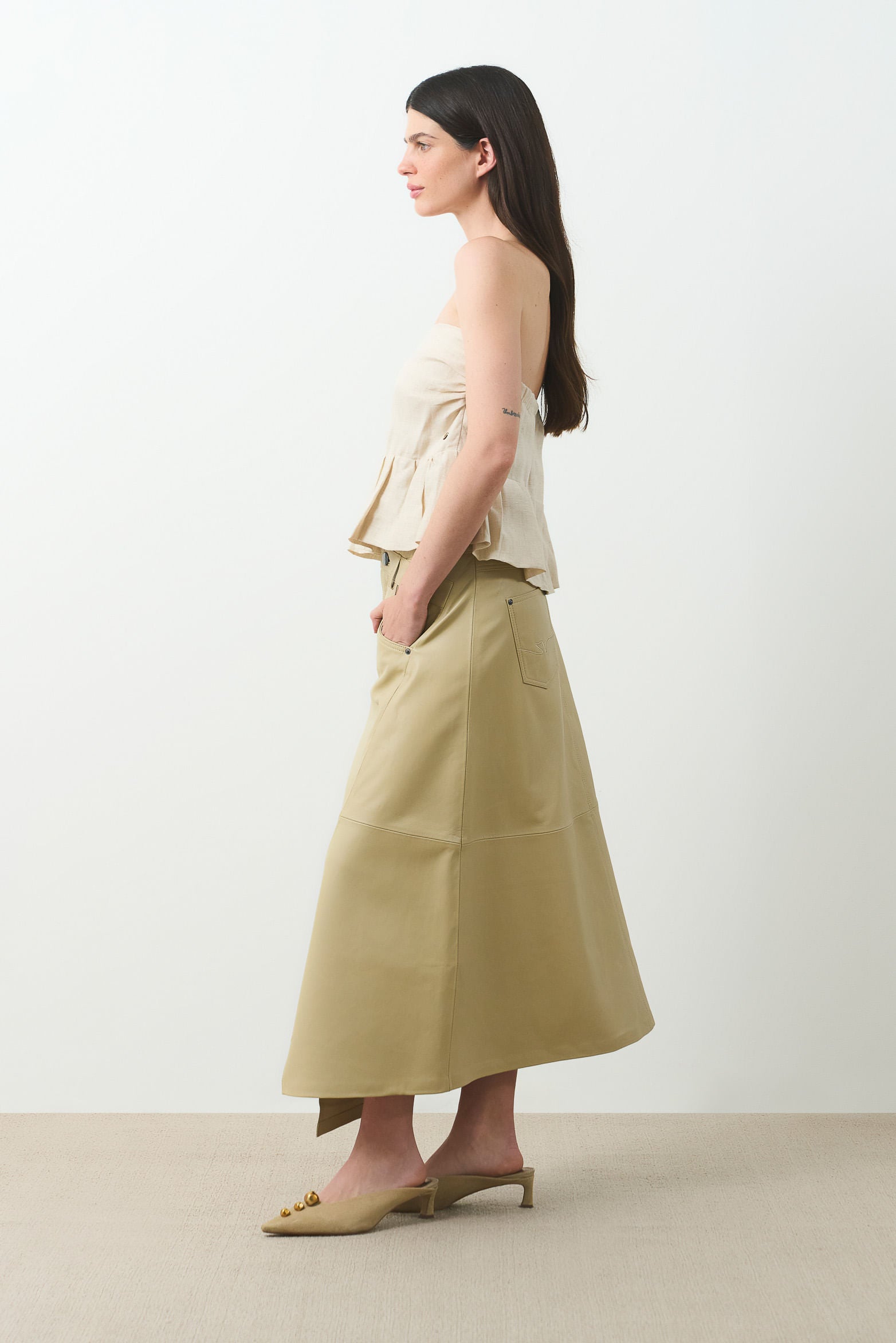 Cleo asymmetrical leather skirt for women