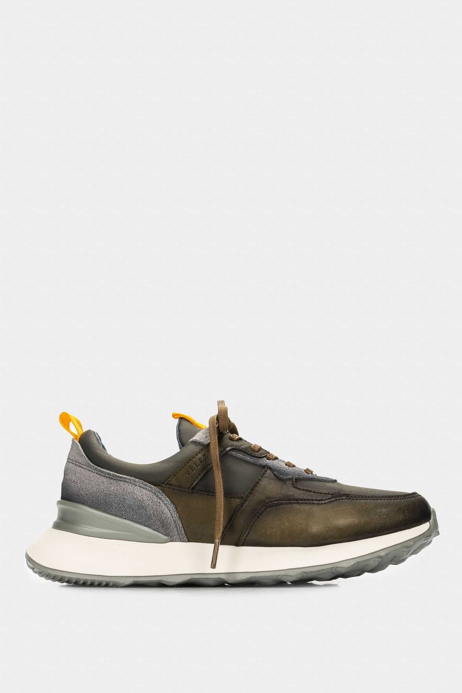 Men’s Venture Leather and Canvas Sneakers in Green with Mixed Textures