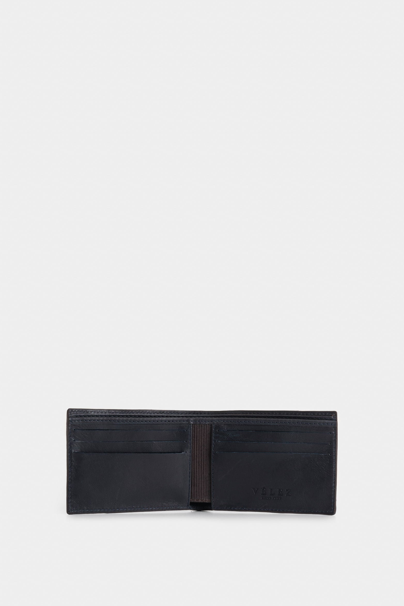Stitch Leather Wallet with Decorative Stitching, Cafe