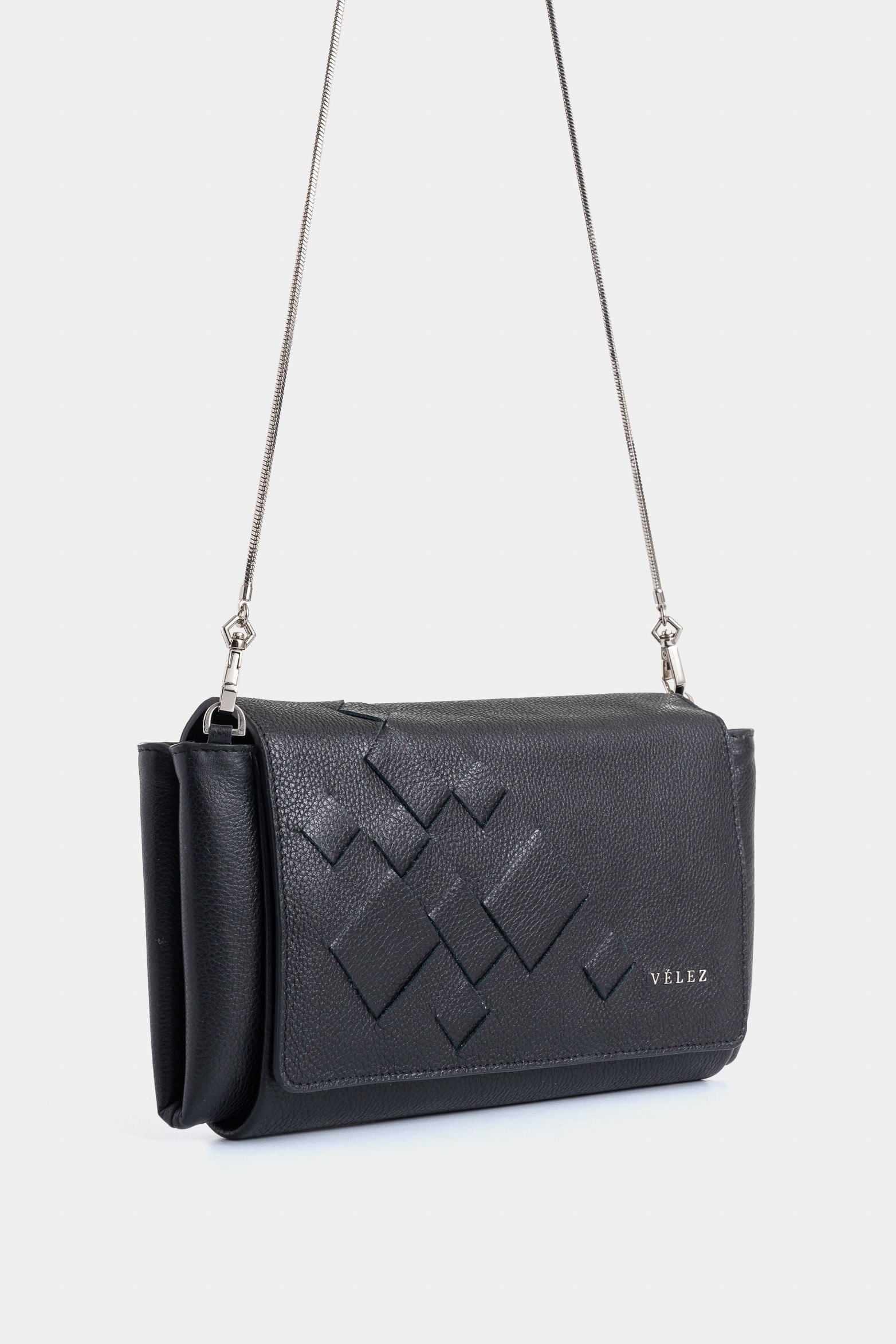 Mentha Leather Bowling Bag for Women with Woven Detail