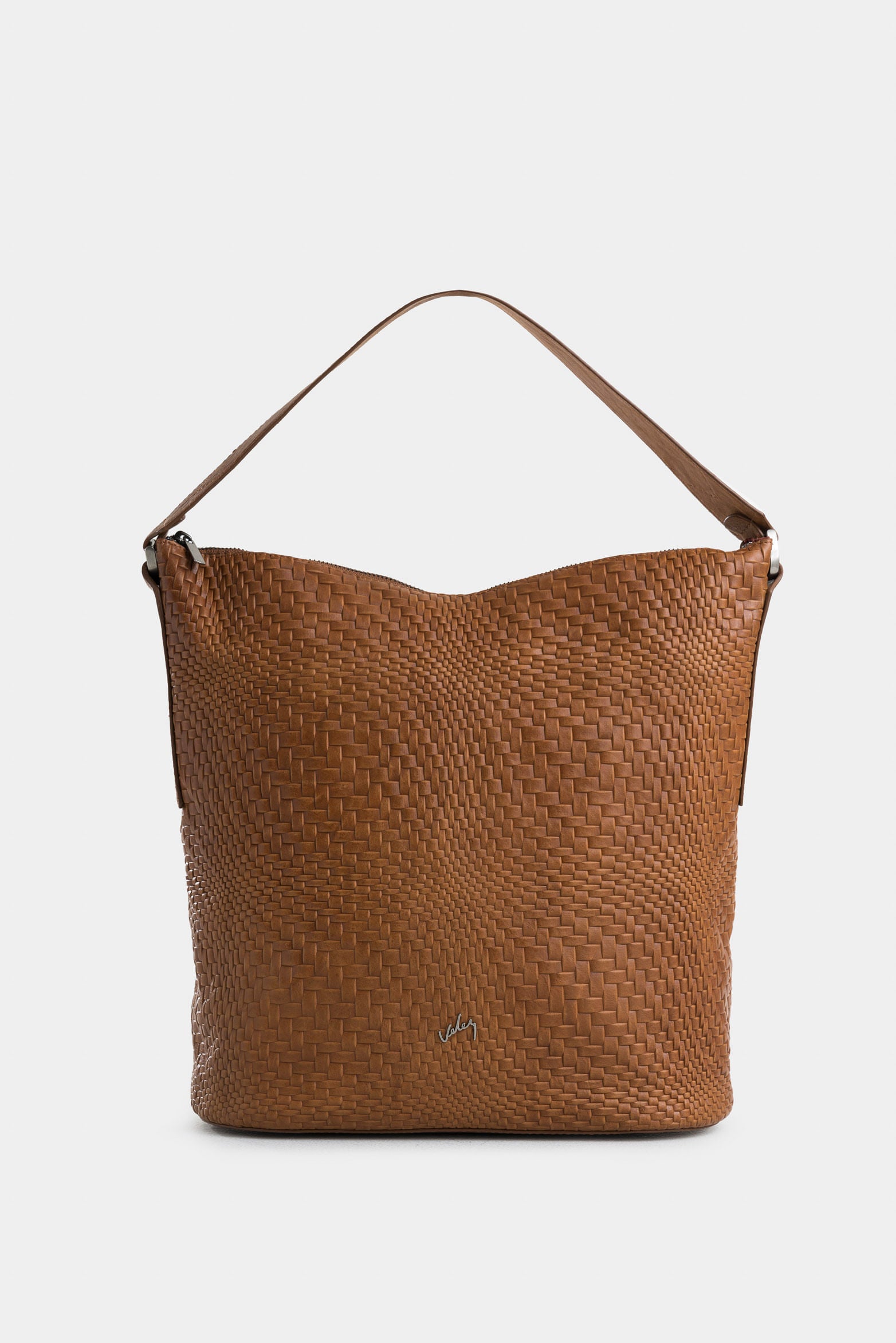 Delta Leather Shopping Bag with Wavy Engraving in Honey