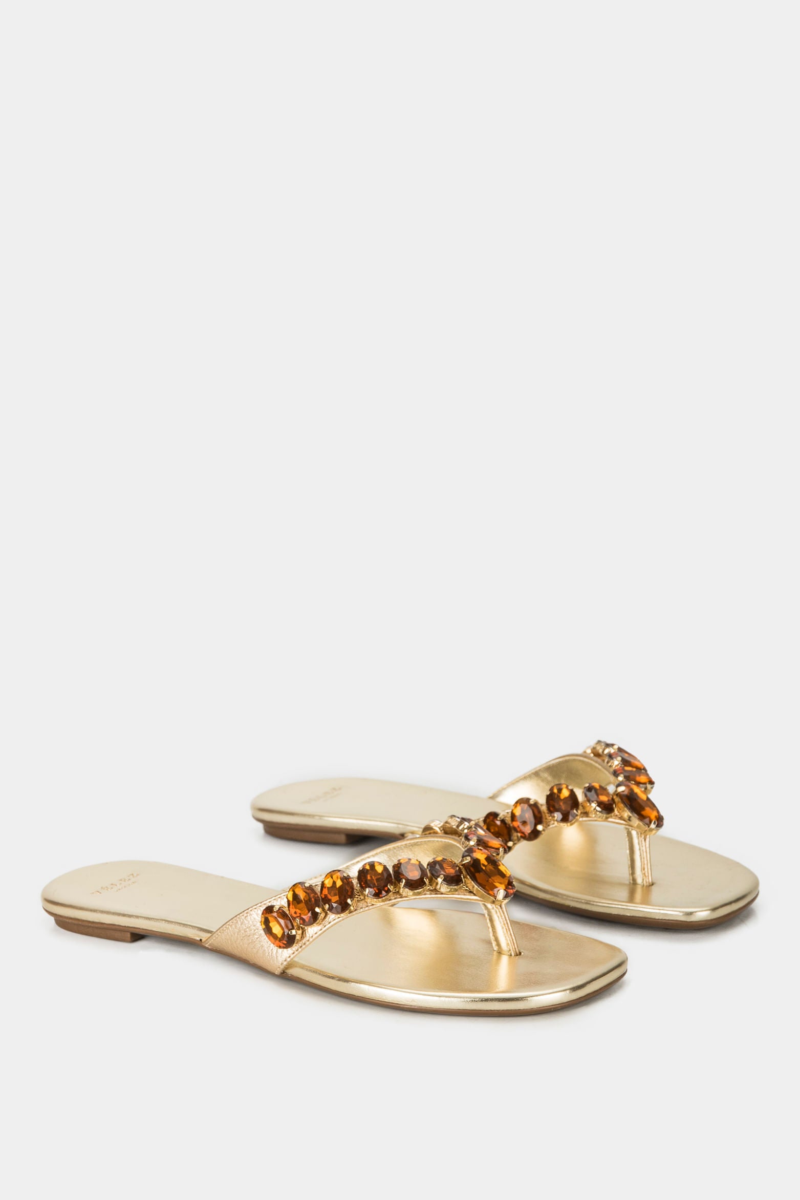 Stone Flat Leather Sandals