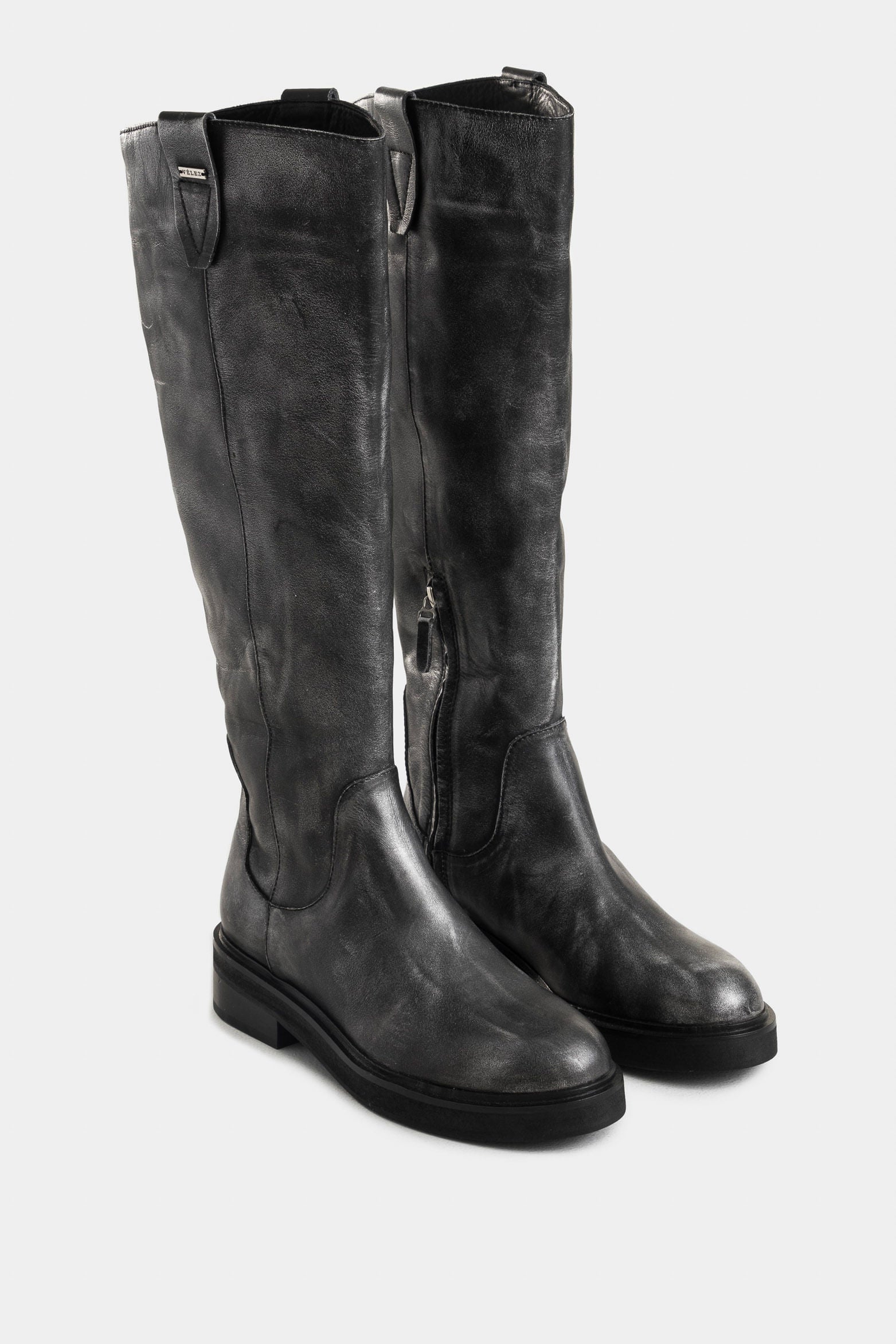 Tulipan Brush Off Leather Boots with Metalized Effect for Women