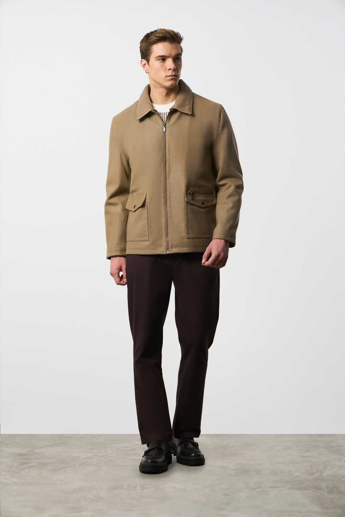 Fabric and leather jacket for men Oroa