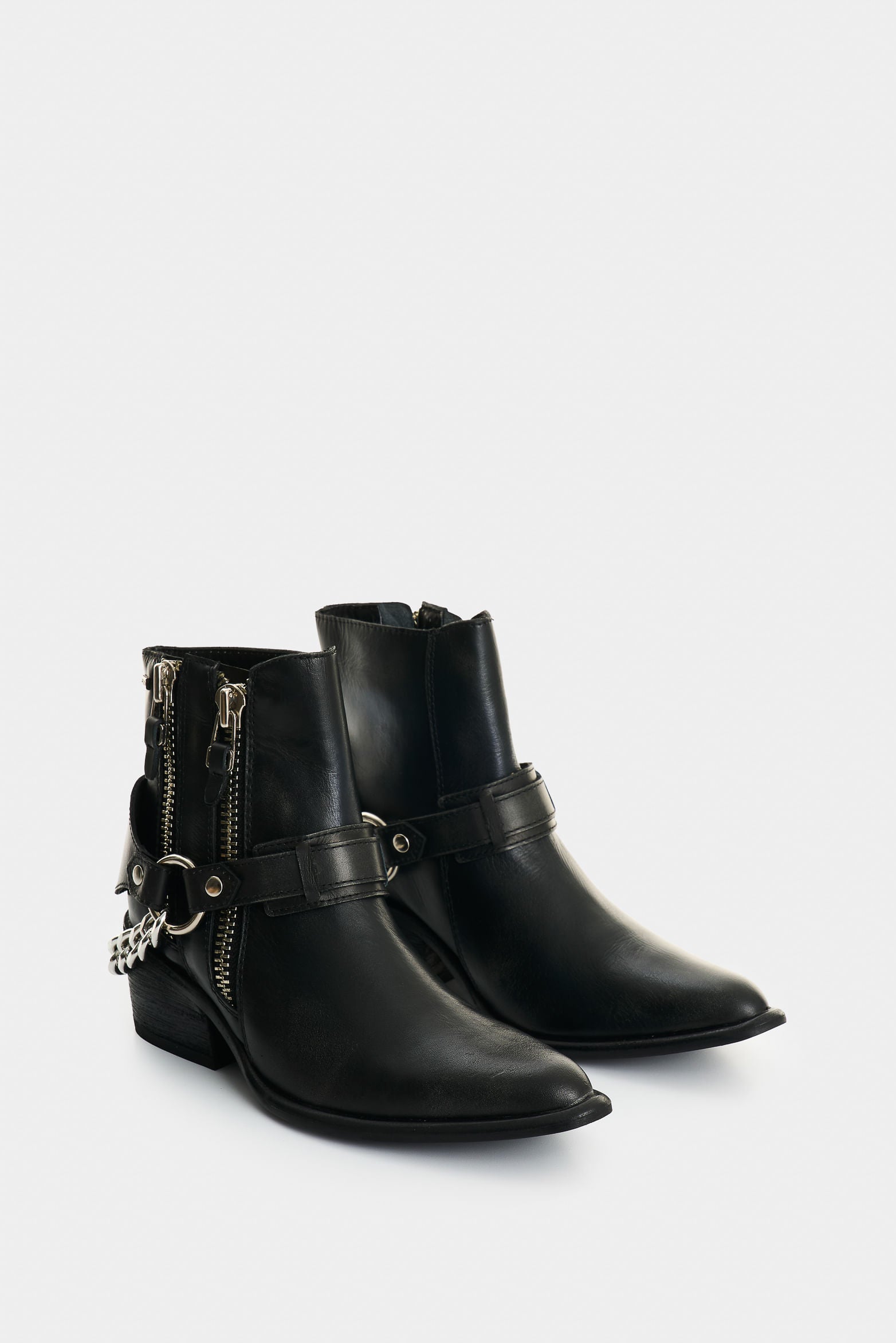 Marine crackled leather ankle boots for women