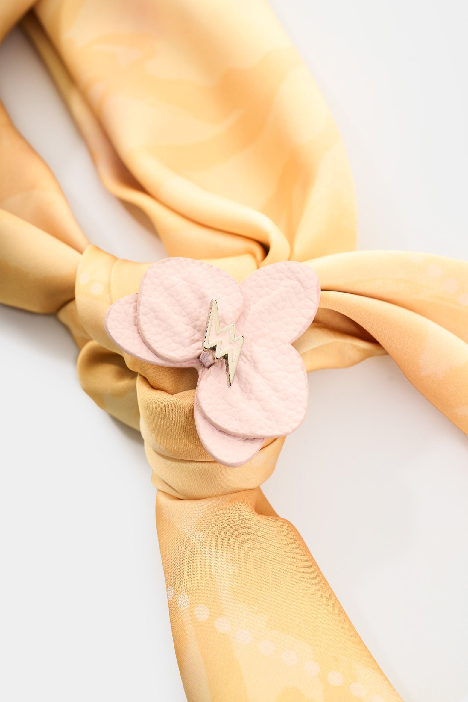 Small leather orchid brooch for women