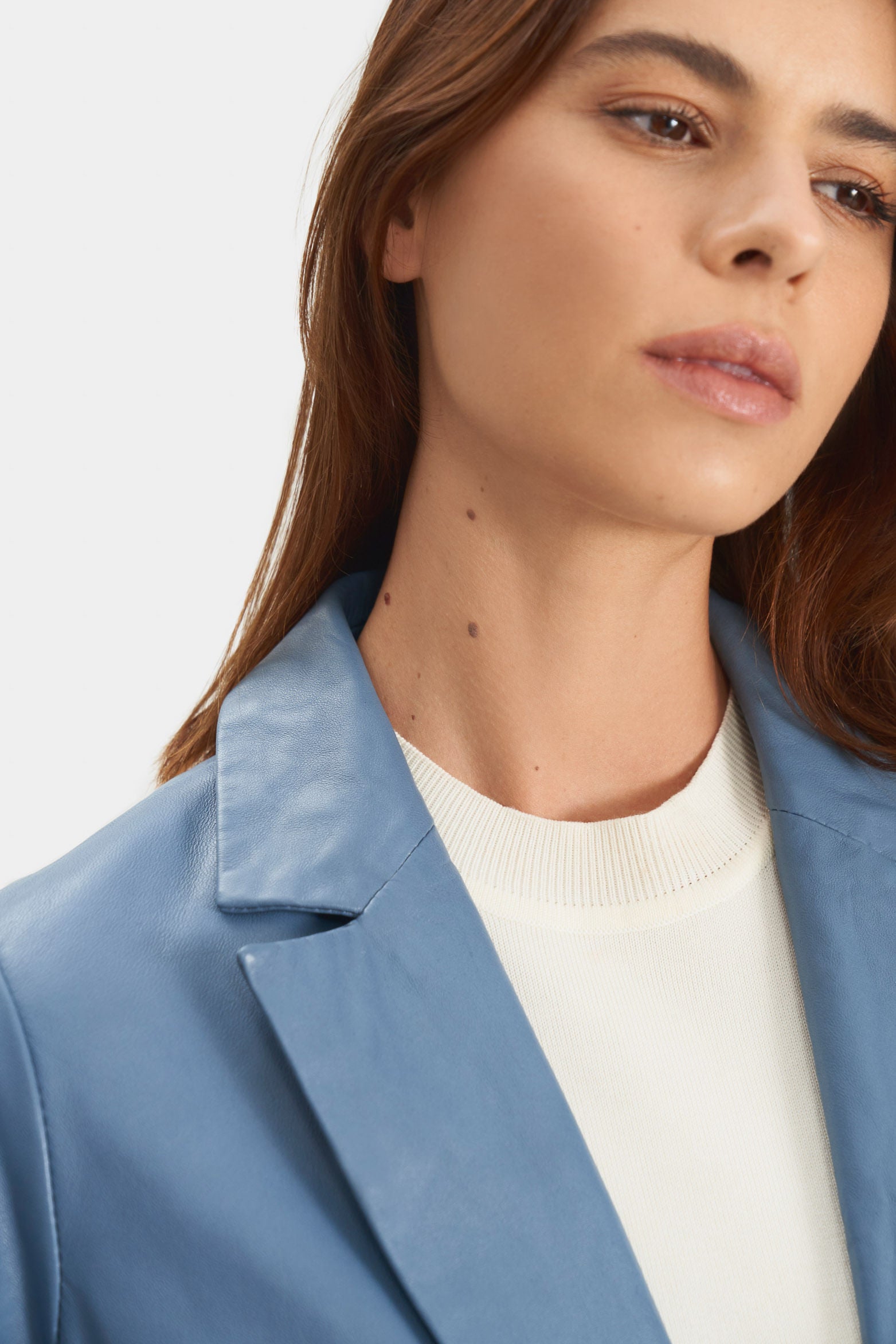 Terra CoatOvine Leather for Women with Center Button