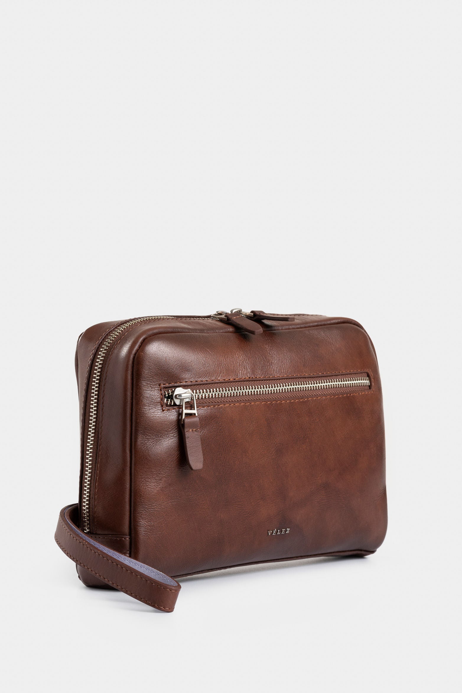 Men's Taupe 2.0 Leather Travel Organizer with Contrast Handle Detail