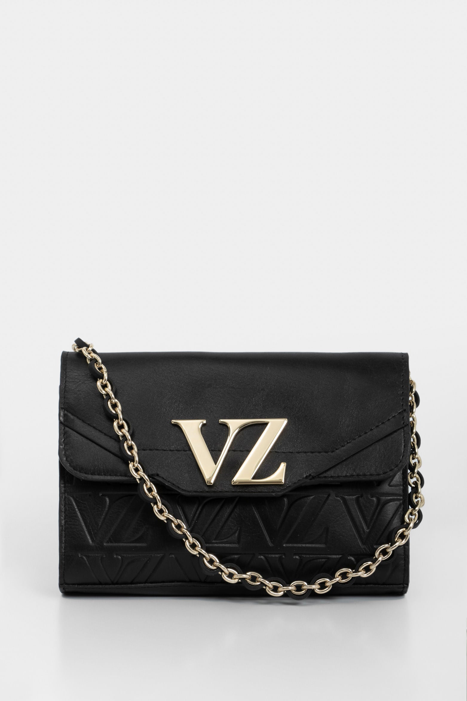 Lili Mini Shoulder Handbags in Embossed Black Leather