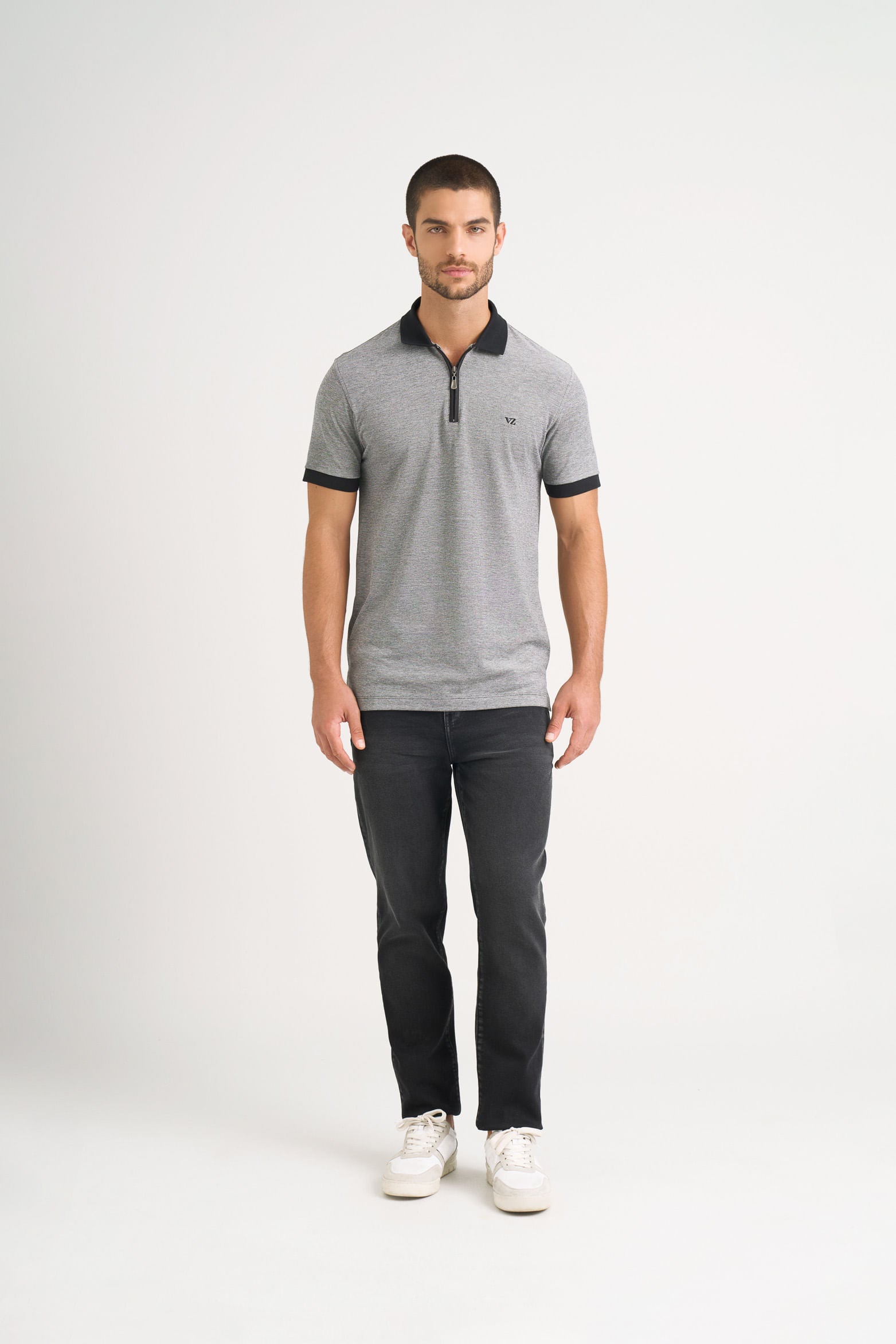 Alma Casual Cotton Polo with Zipper