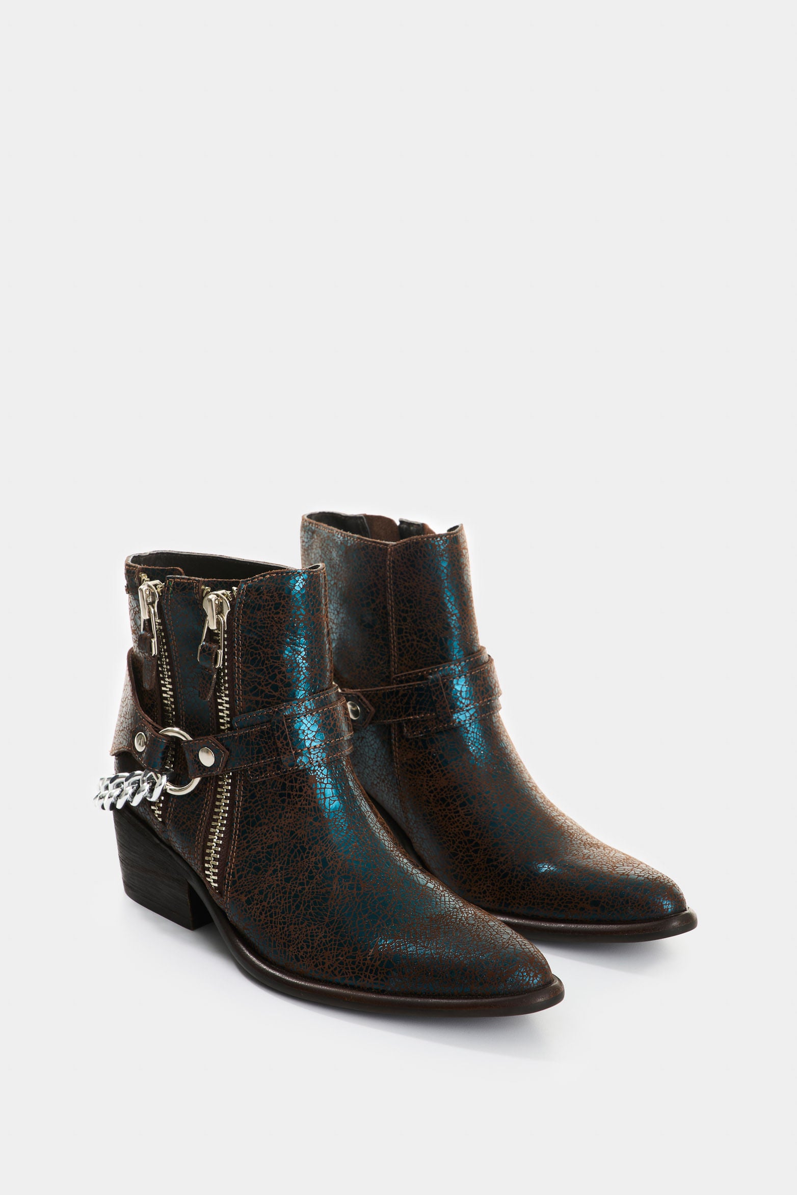 Women’s Marine Crackled Leather Ankle Boots
