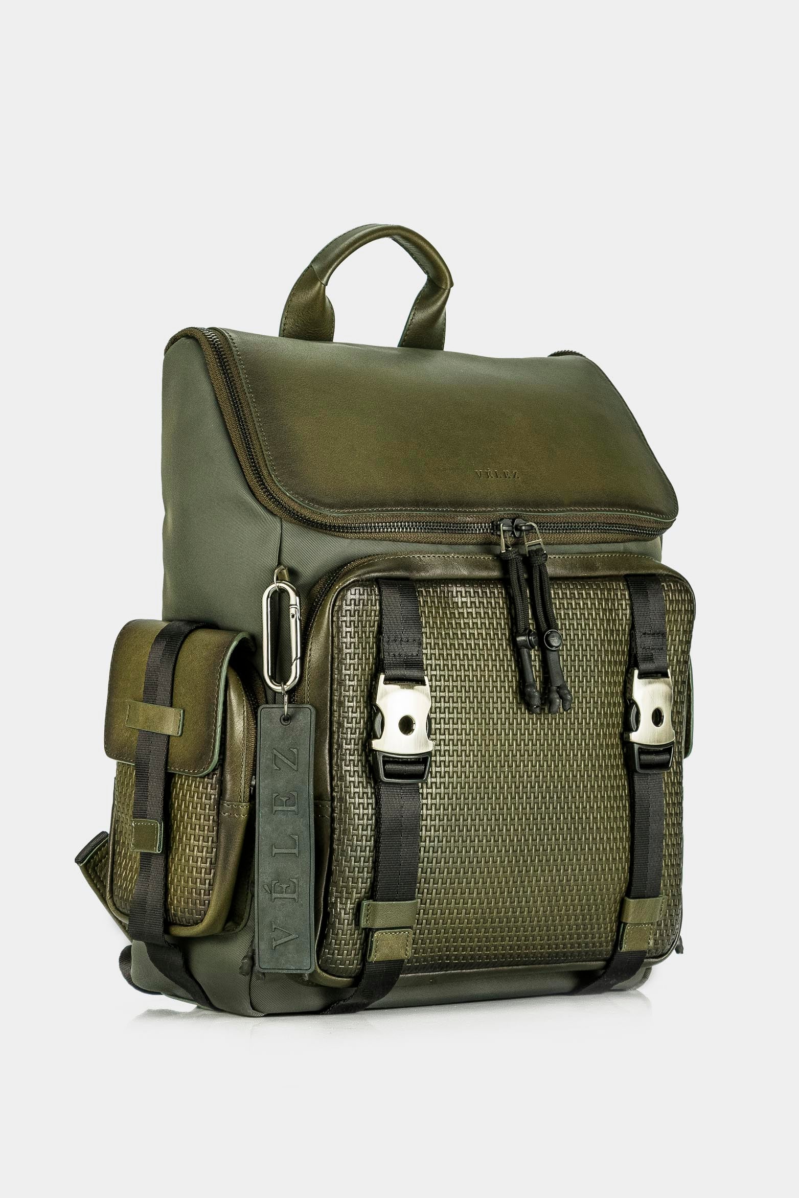 Mochila de cuero y lona de arqueología