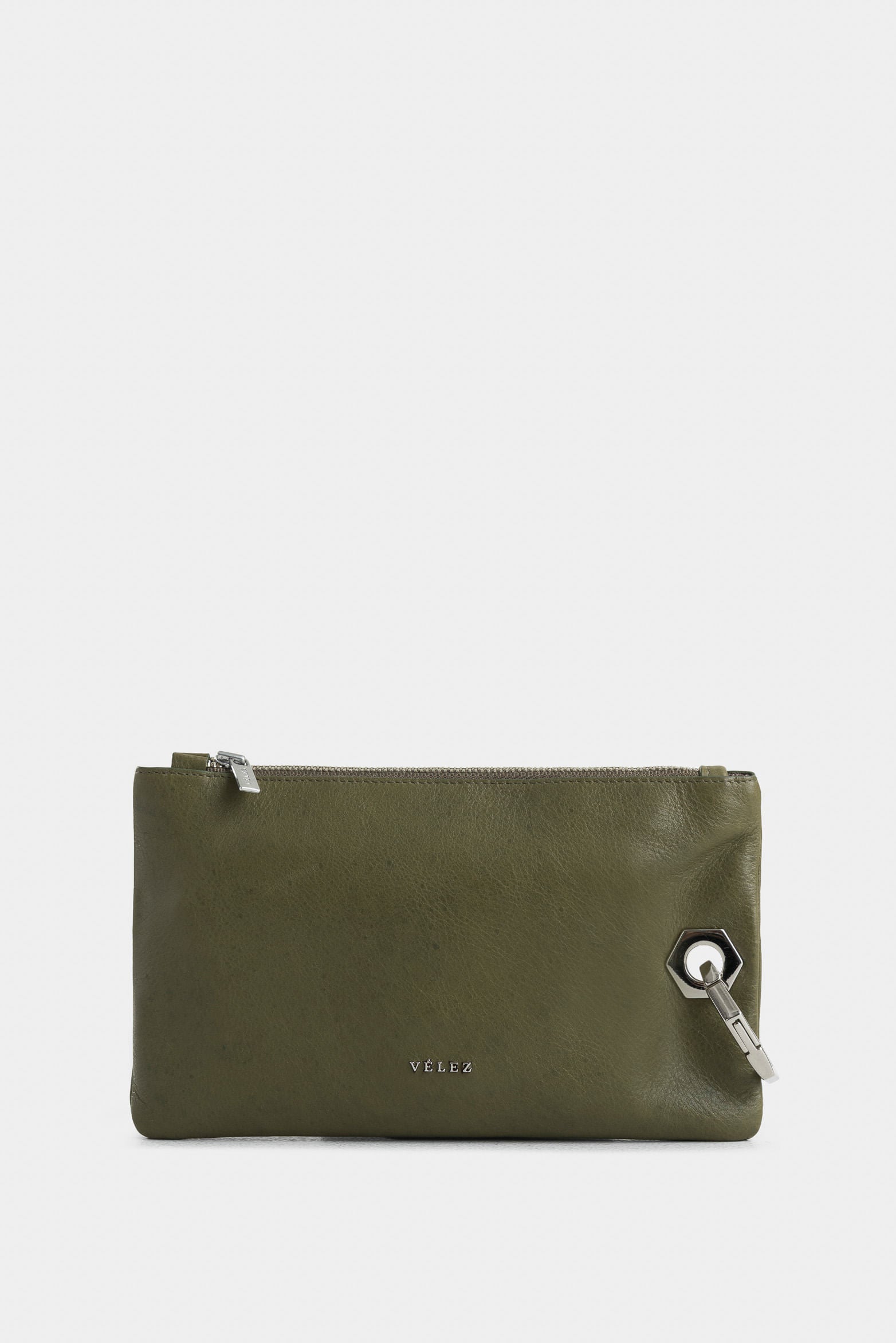 Lucia Leather Cosmetic Bag with Hexagonal Hardware