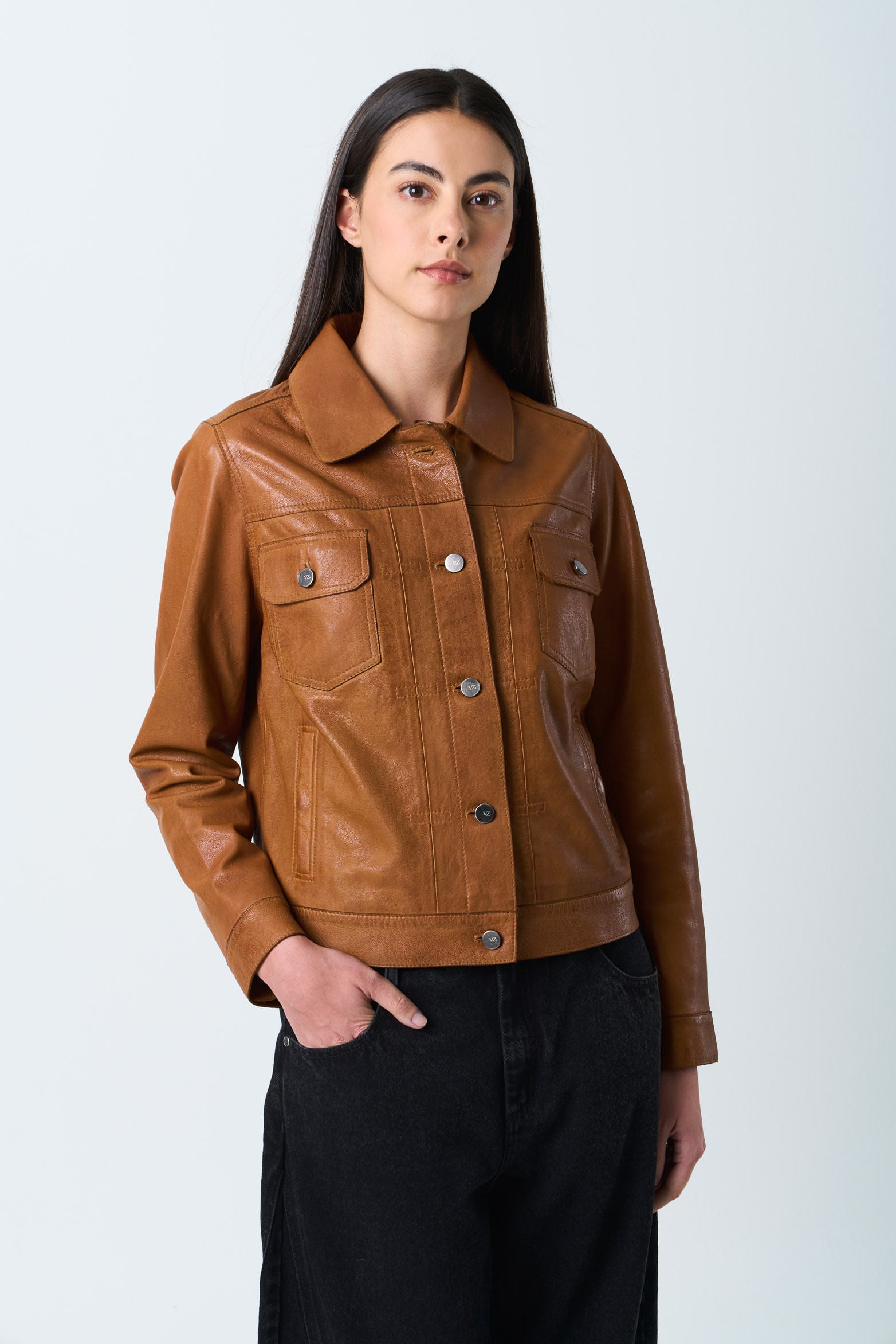 Belmont Leather Jacket for Men with Hood and Chestpiece Honey