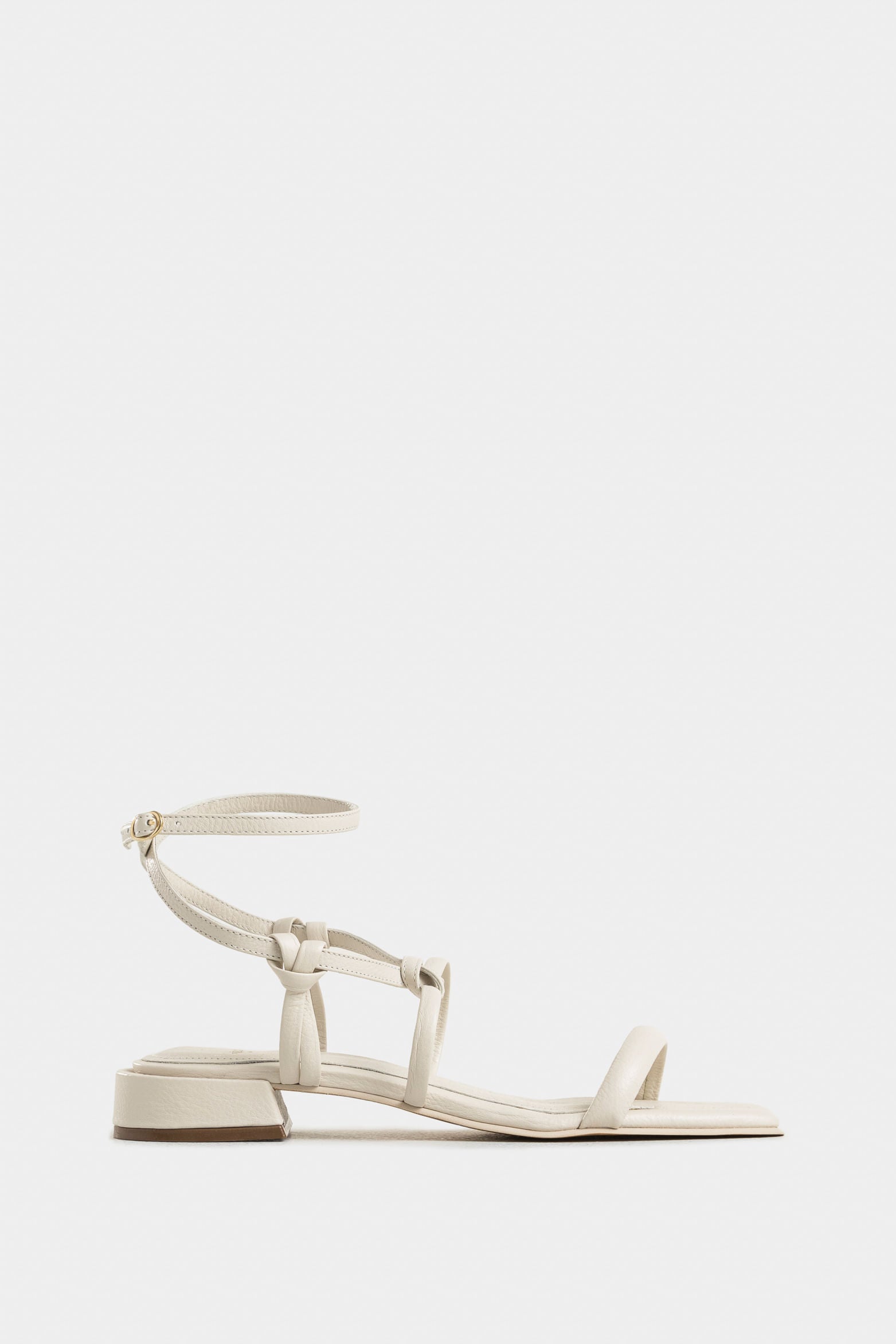 Rose Flat Leather Sandals with Knotted Straps for Women