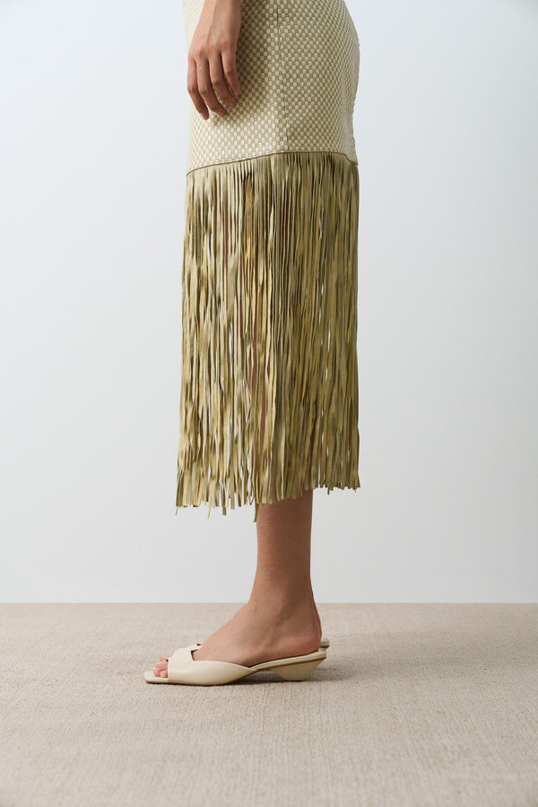 Kiwa woven leather skirt for women