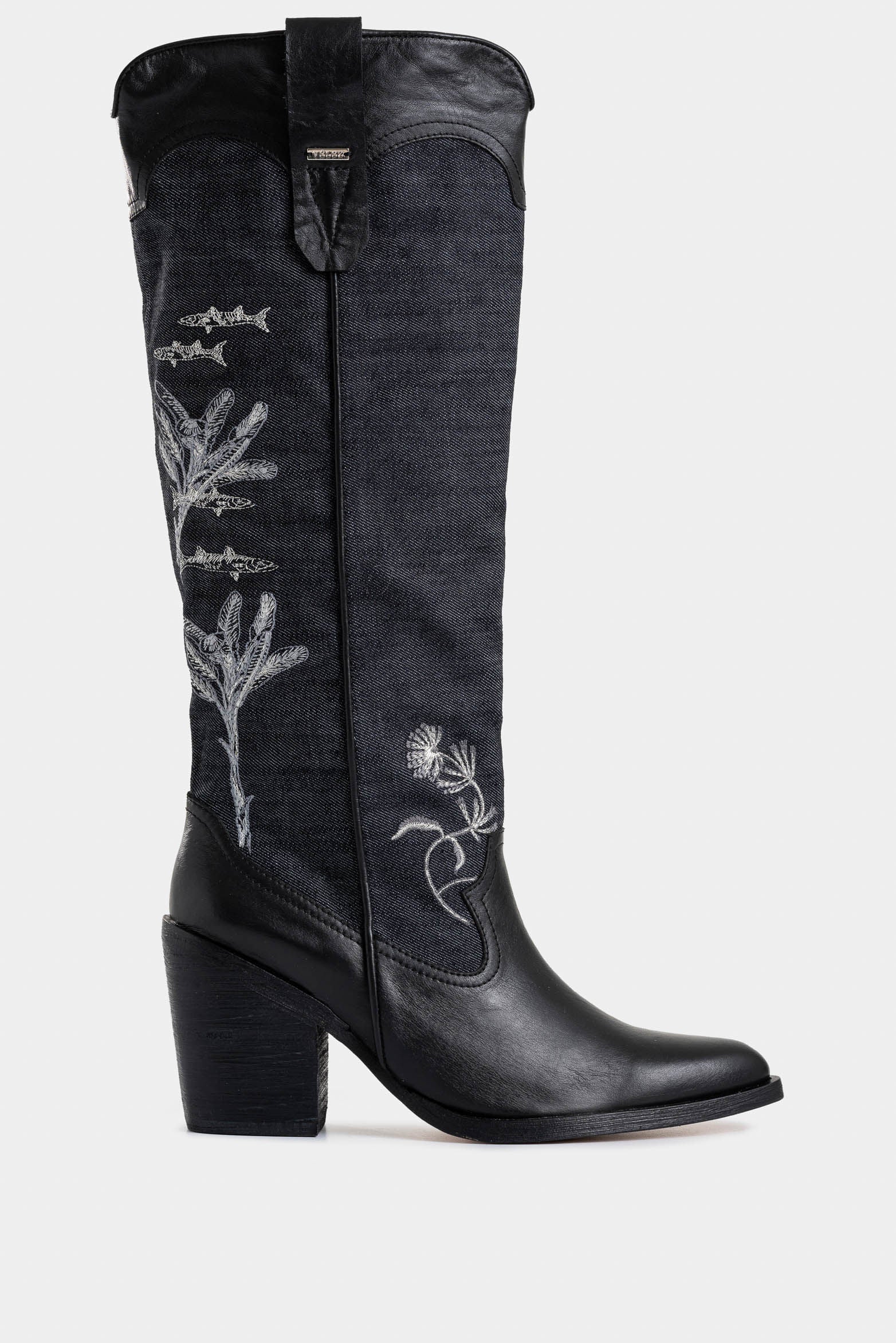Linaje Boots in Denim and Leather for Women Texan Silhouette