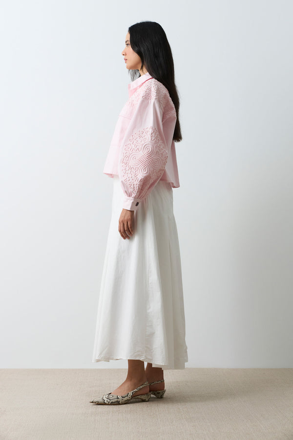 Aguamarina fabric jacket for women with suede embroidery