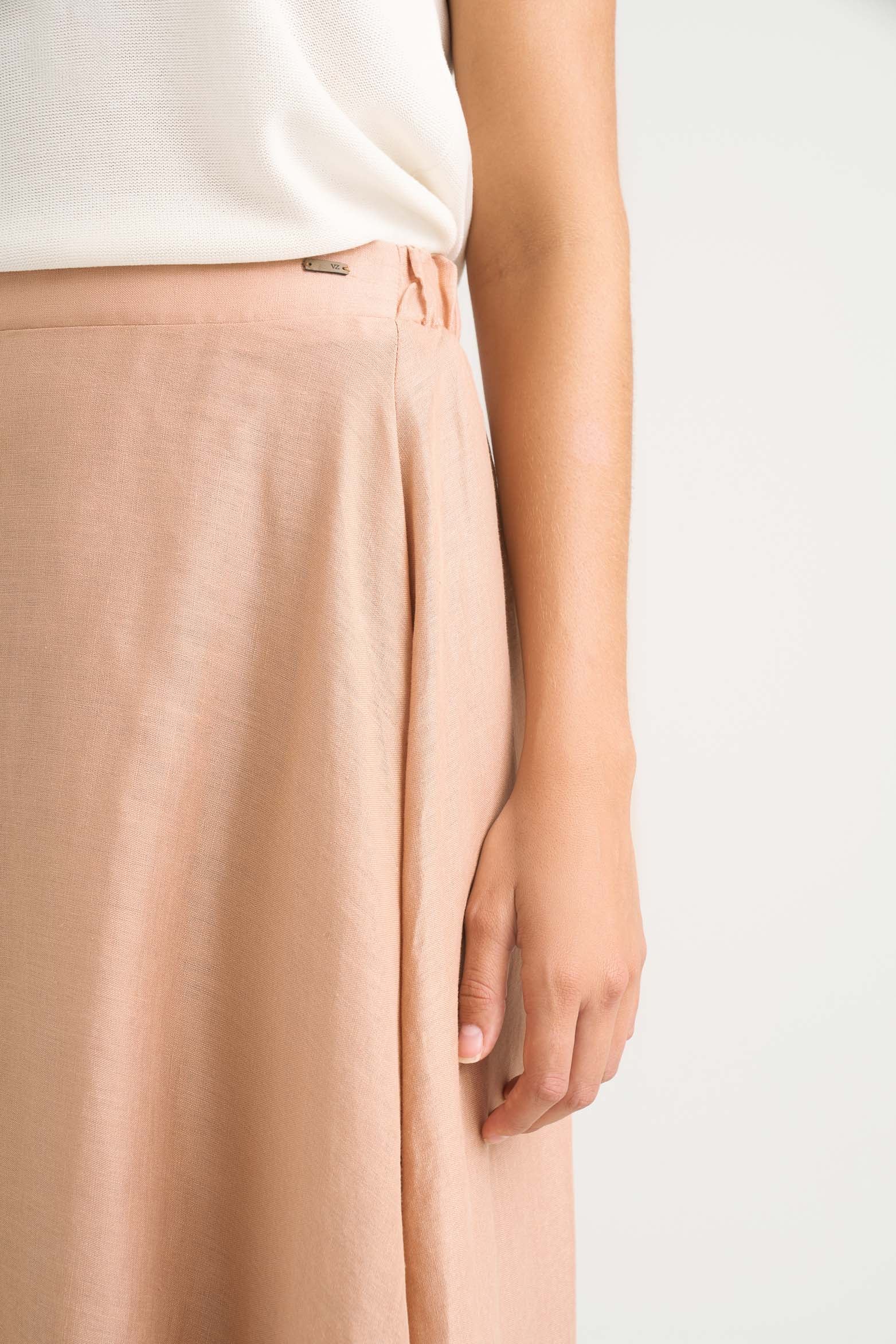 Zaria Long Plain Textile Semi-Circular Skirt for Women