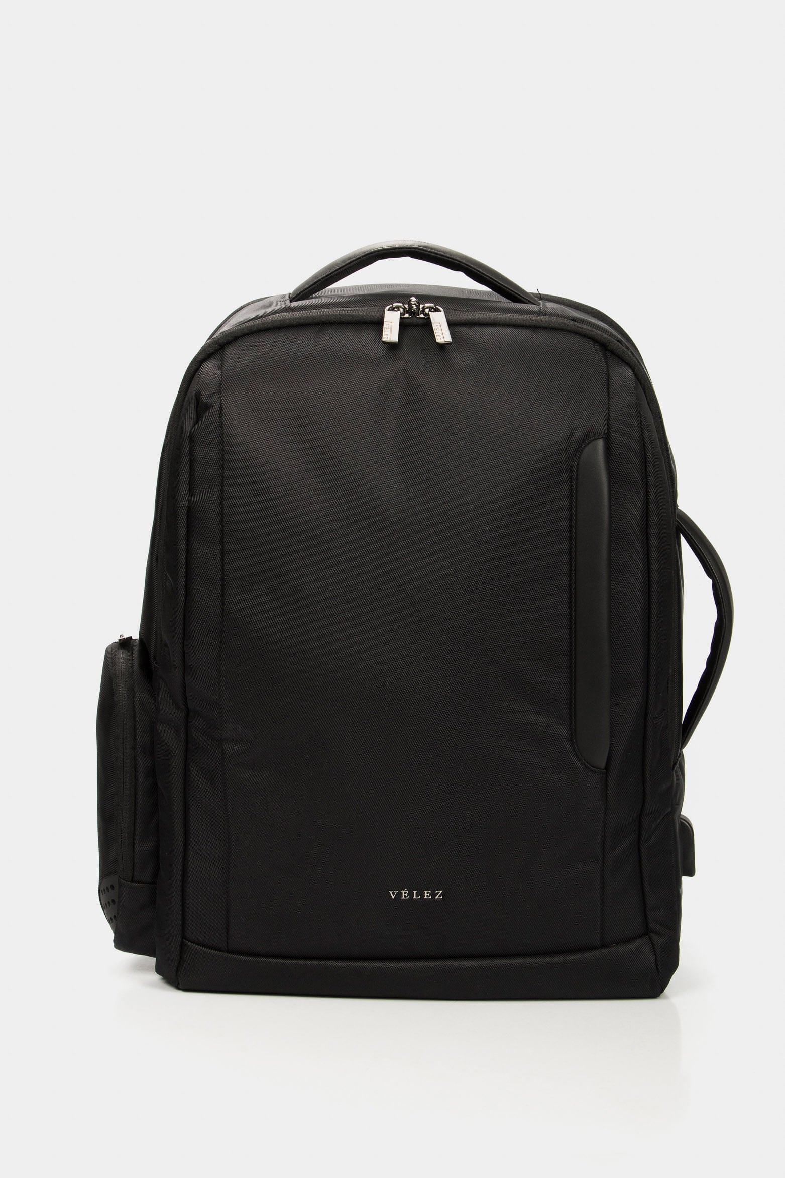 Men’s Casual Leather and Canvas Backpack in Black