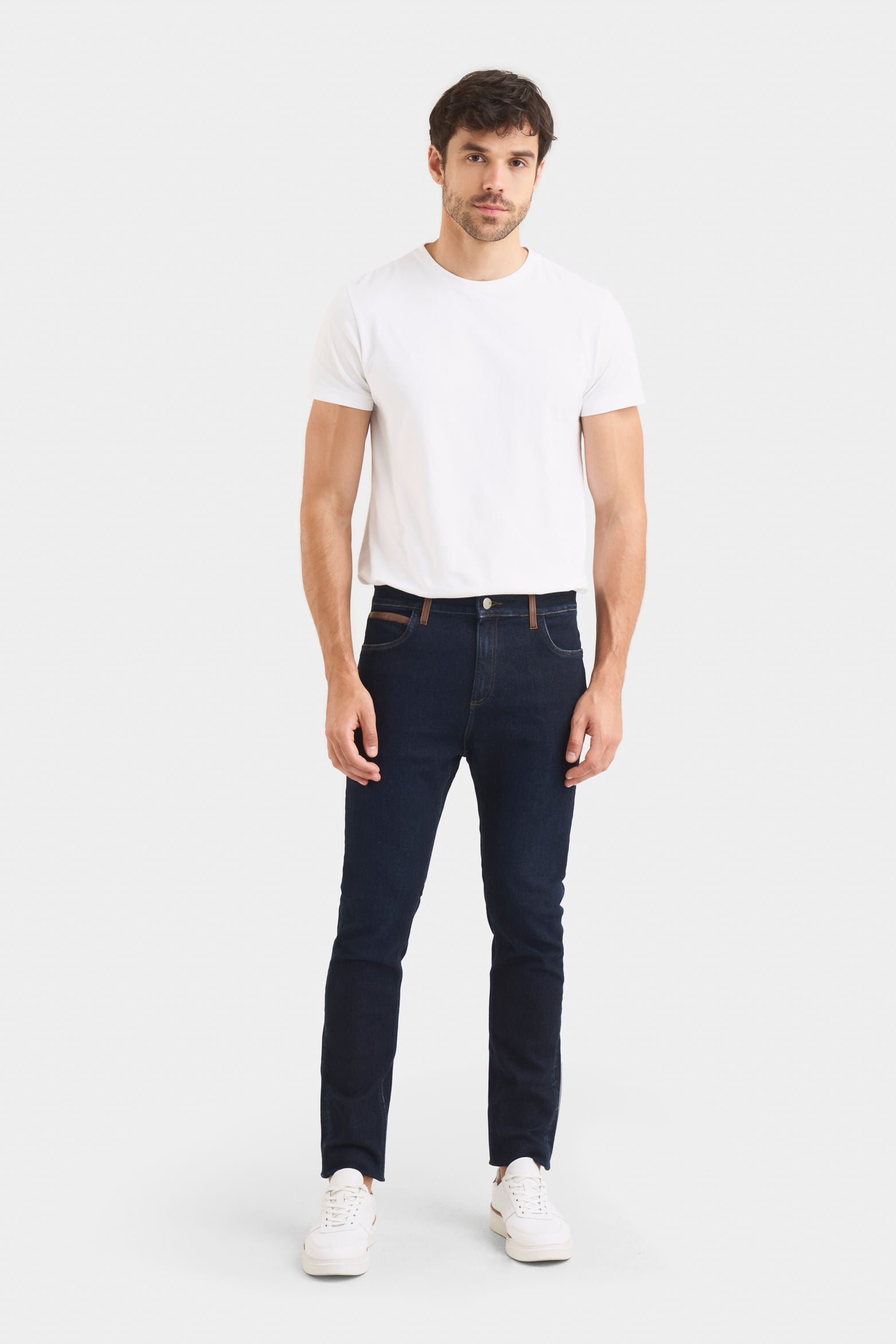 Hori Blue Denim Jeans for Men with Leather Belt Loops