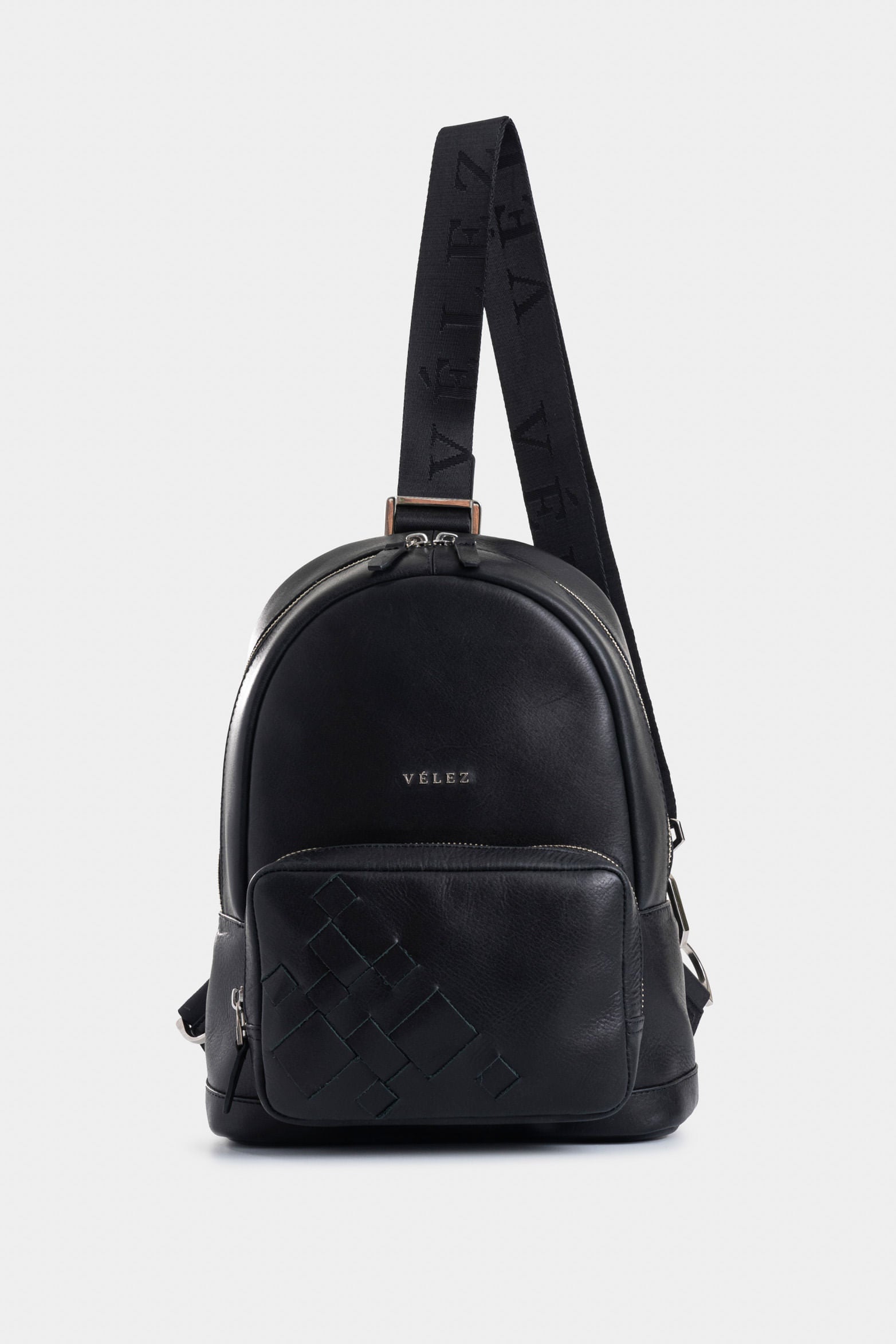 Enif leather crossbody bag for men with woven detail