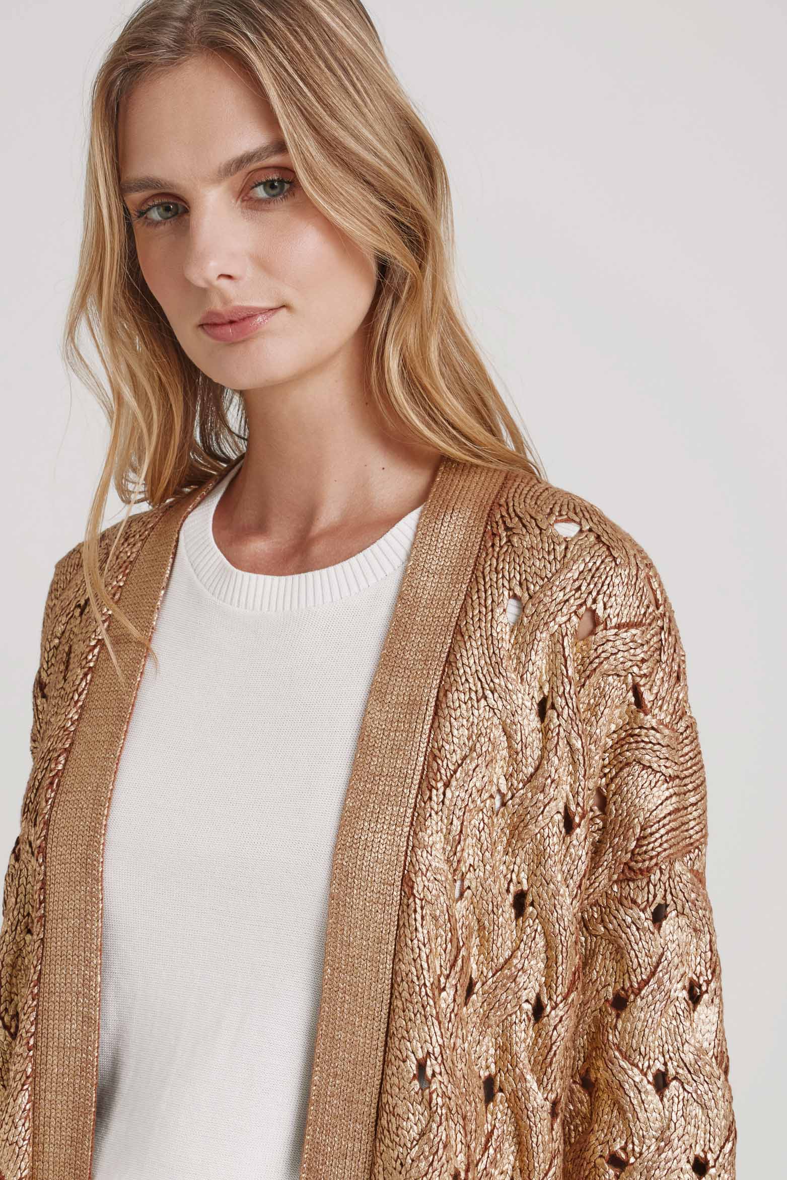 Aurora Knit Cardigan with Metallic Texture for Women