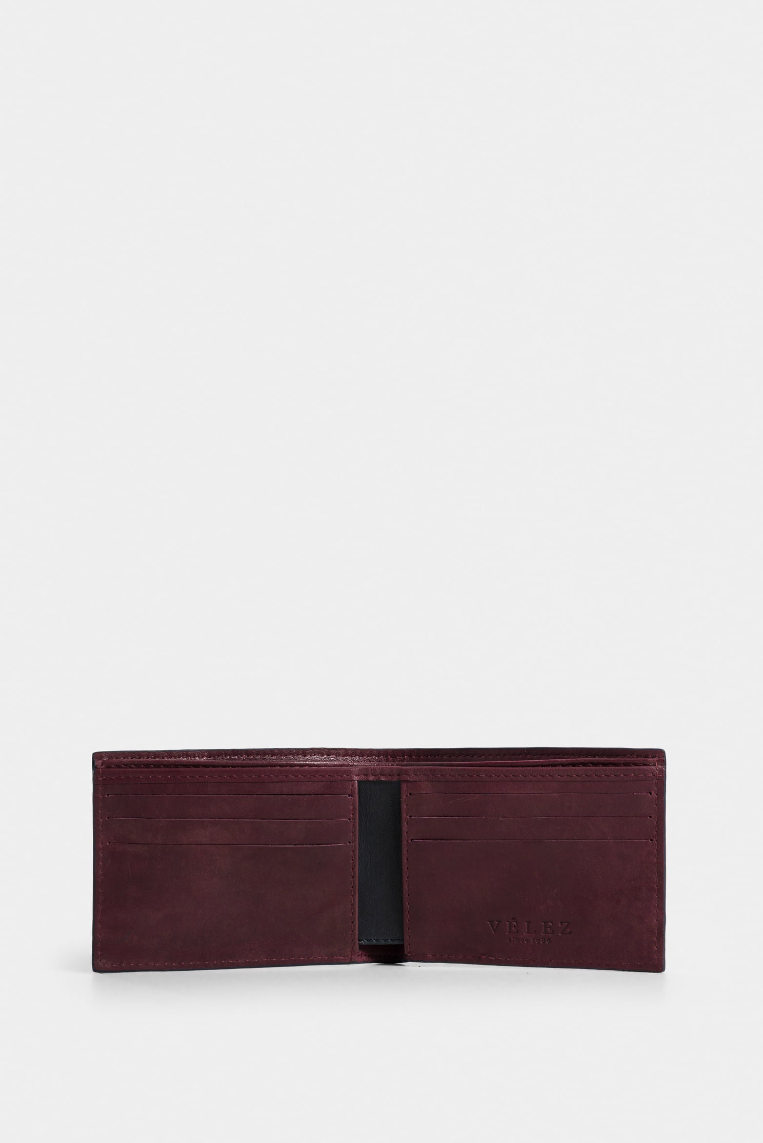 Stitch Leather Wallet with Decorative Stitching, Dark Blue