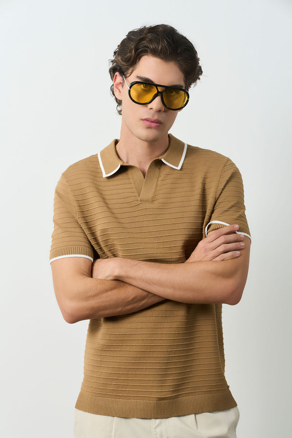Ruka knit polo for men
