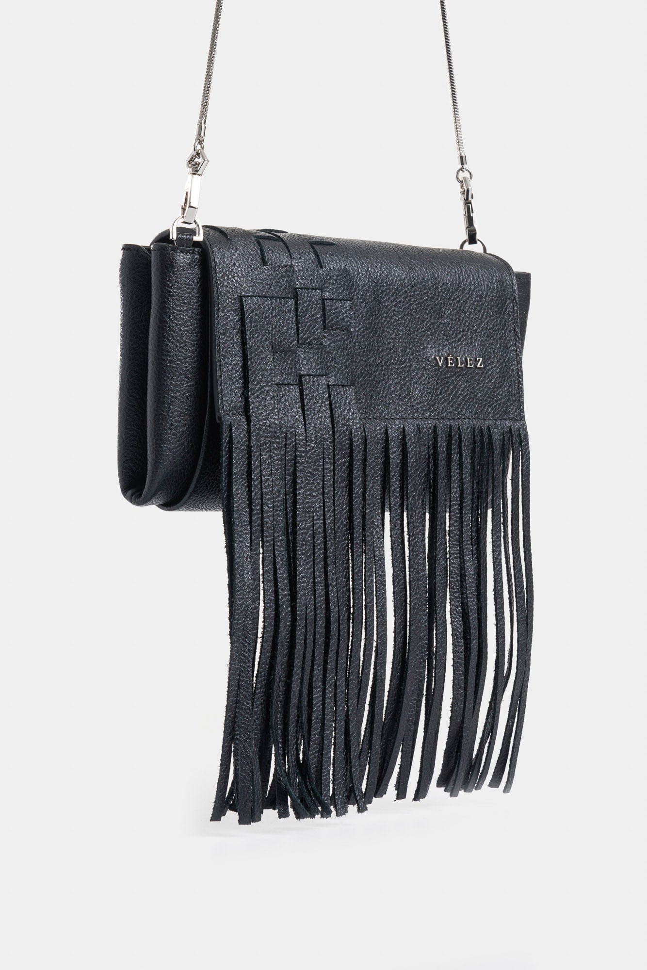 Iris leather crossbody bag for women with fringe