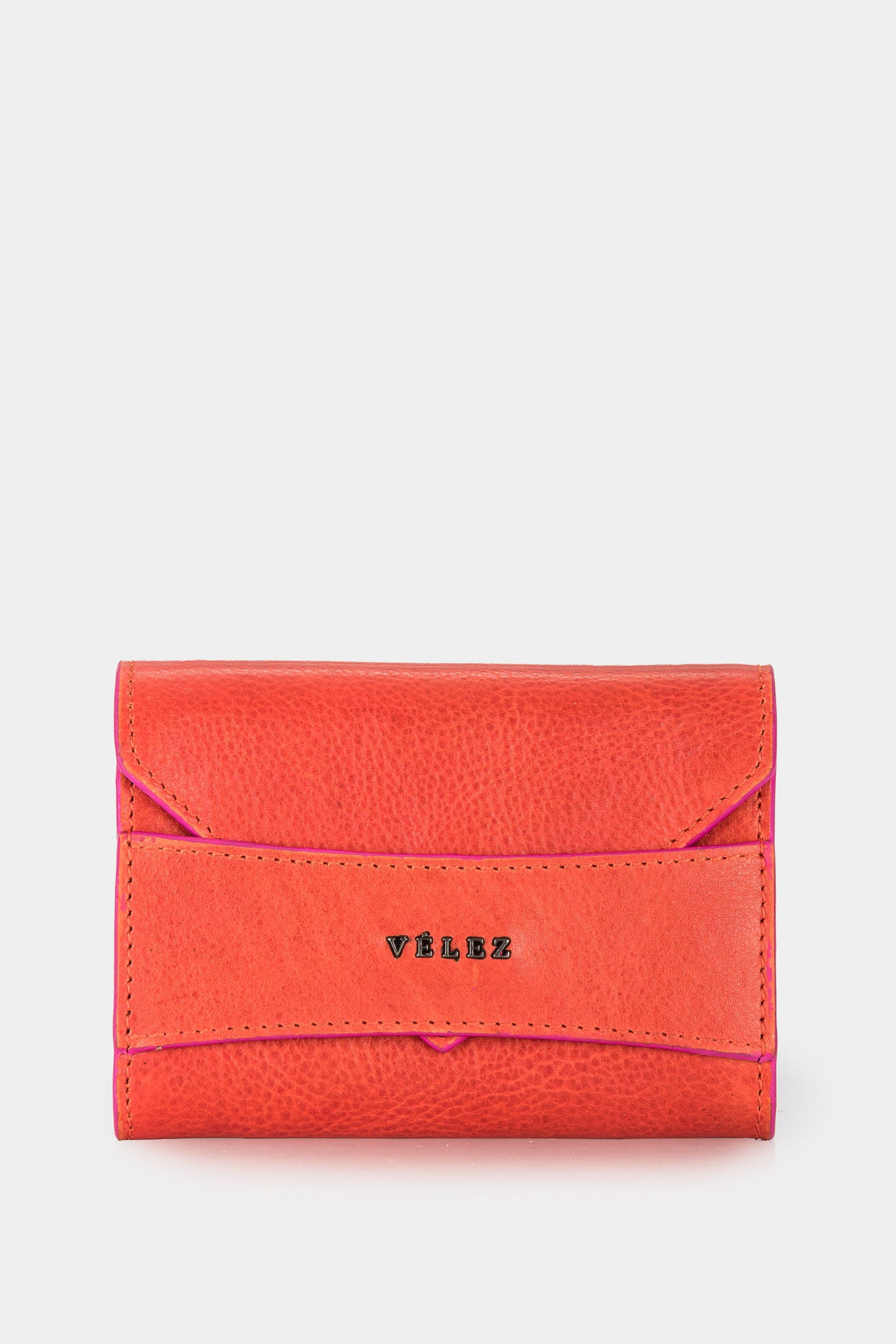 Women’s Anahi Card Holder in Orange Leather with Contrast Dye
