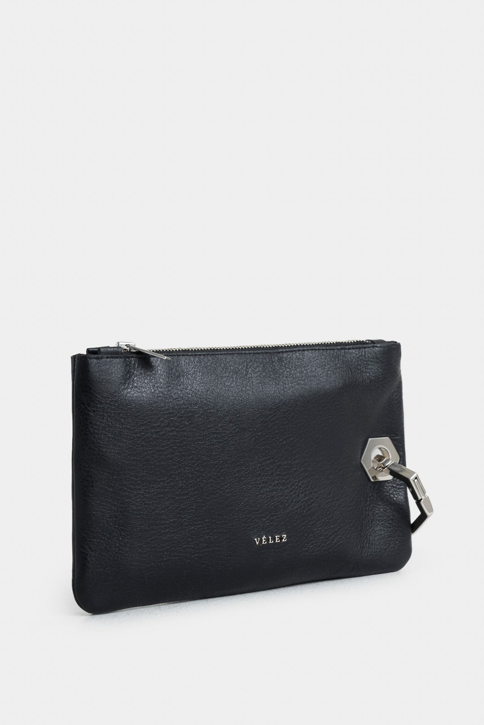 Lucía Leather Cosmetic Bag with Hexagonal Hardware for Women