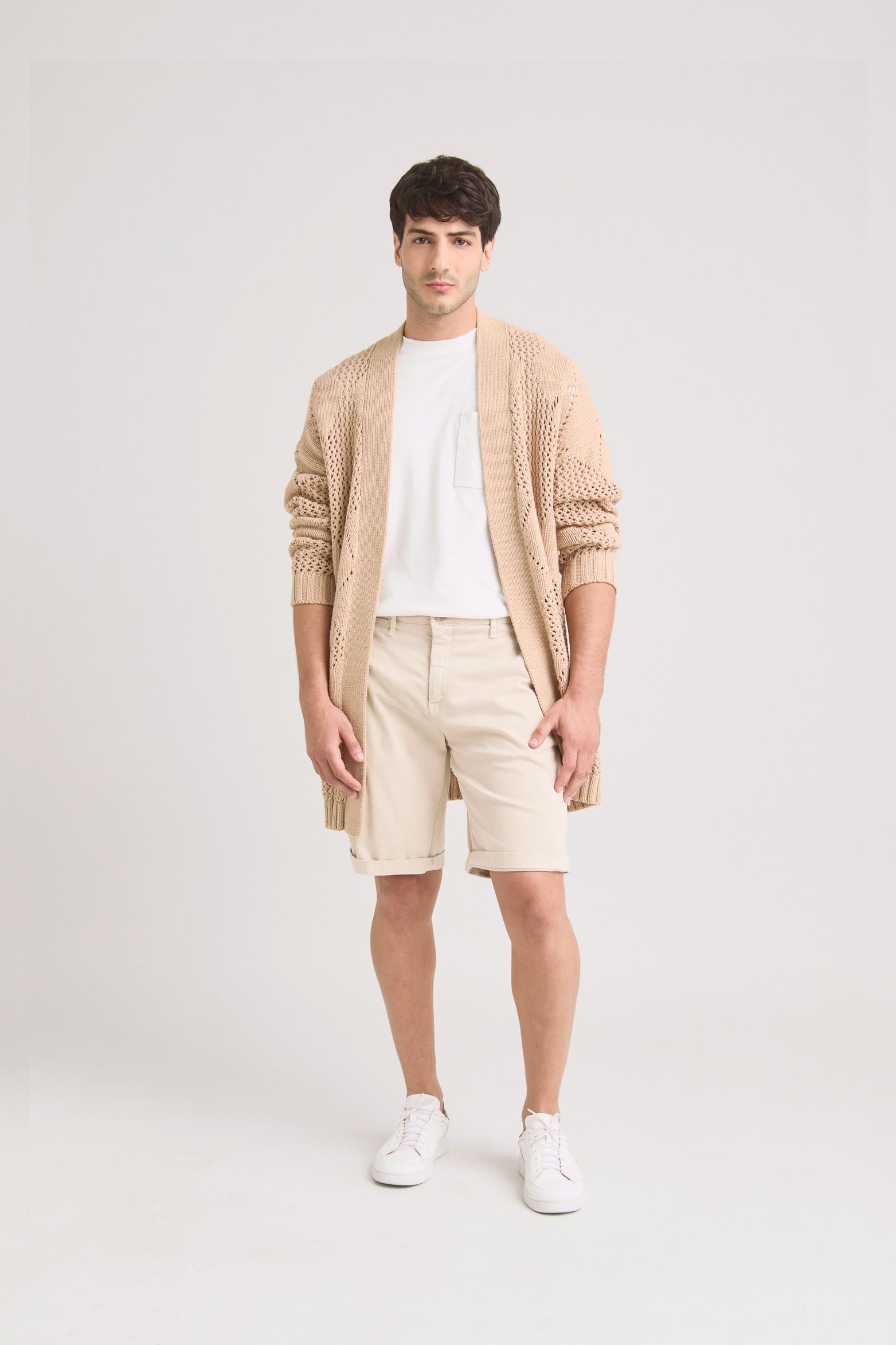 Helios Oversized Sweater for Men, Rectilinear Design