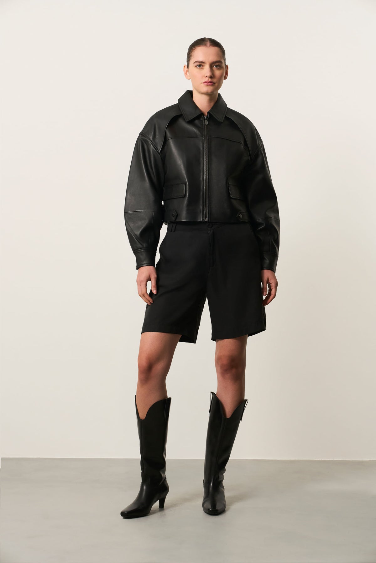 Boxy leather jacket for women Cayena