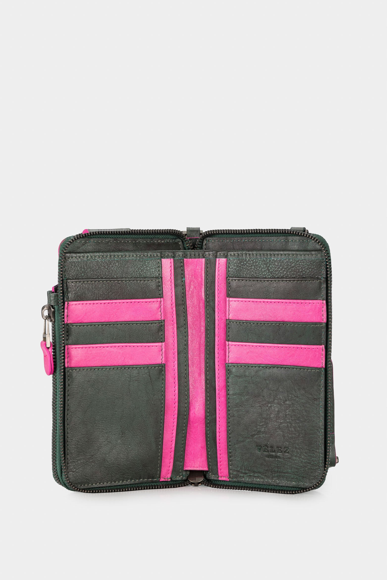 Women’s Ibiza Zip-Around Wallet in Leather with Contrast Dye and Seatbelt-Style Strap
