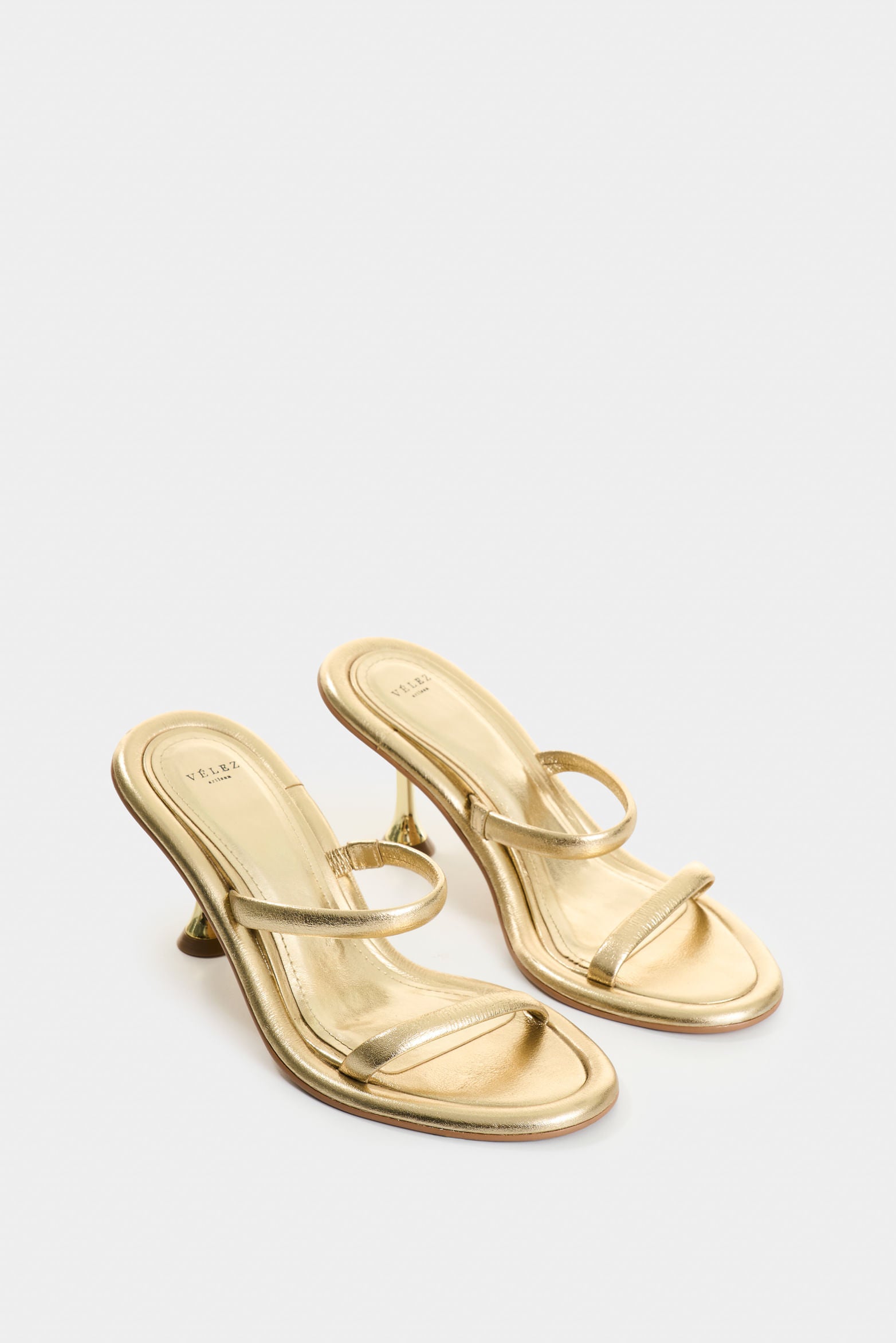 Radiant Gold Foil Leather Heeled Sandals for Women
