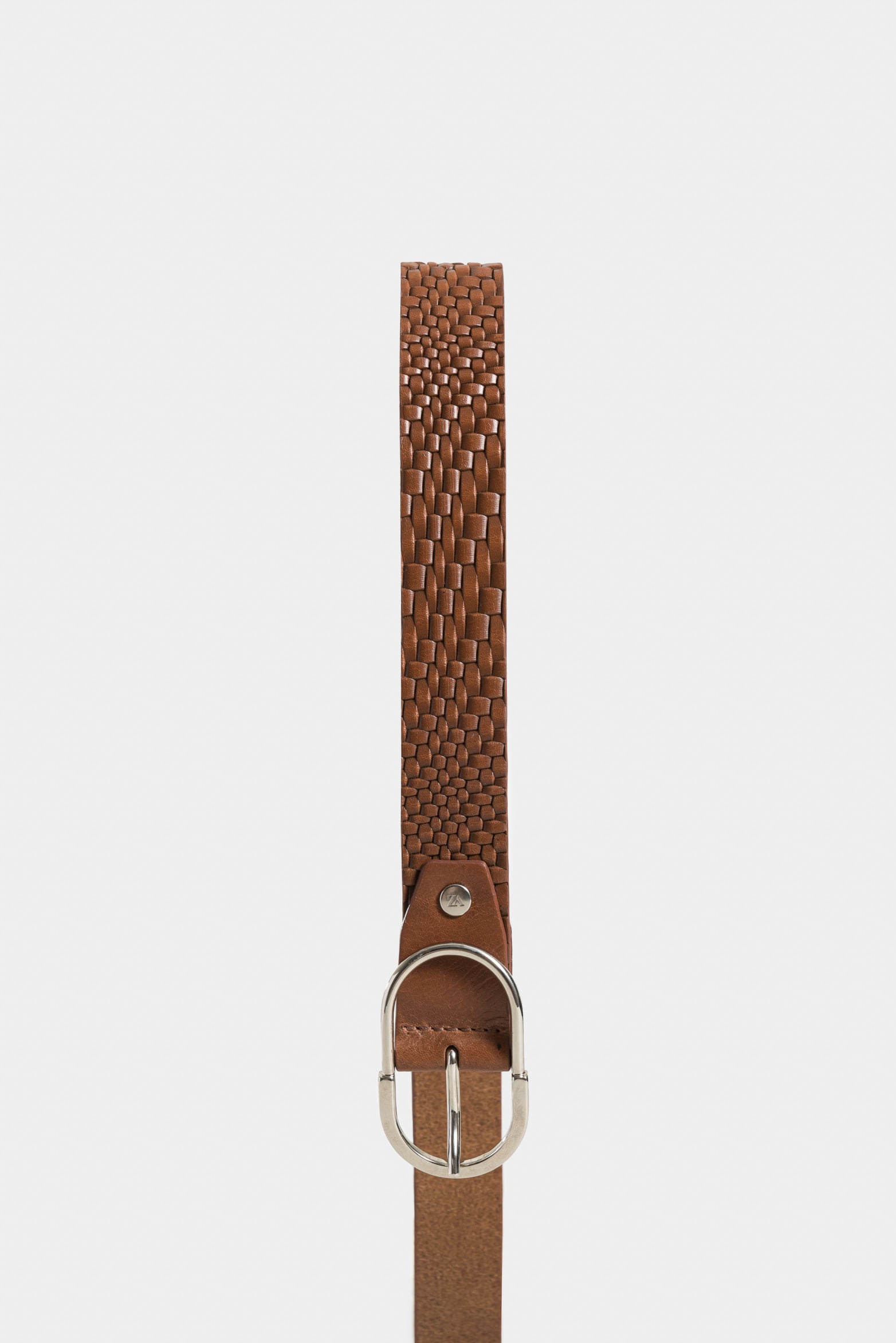 Trufa regular women's embossed leather belt with geometric silhouette in honey
