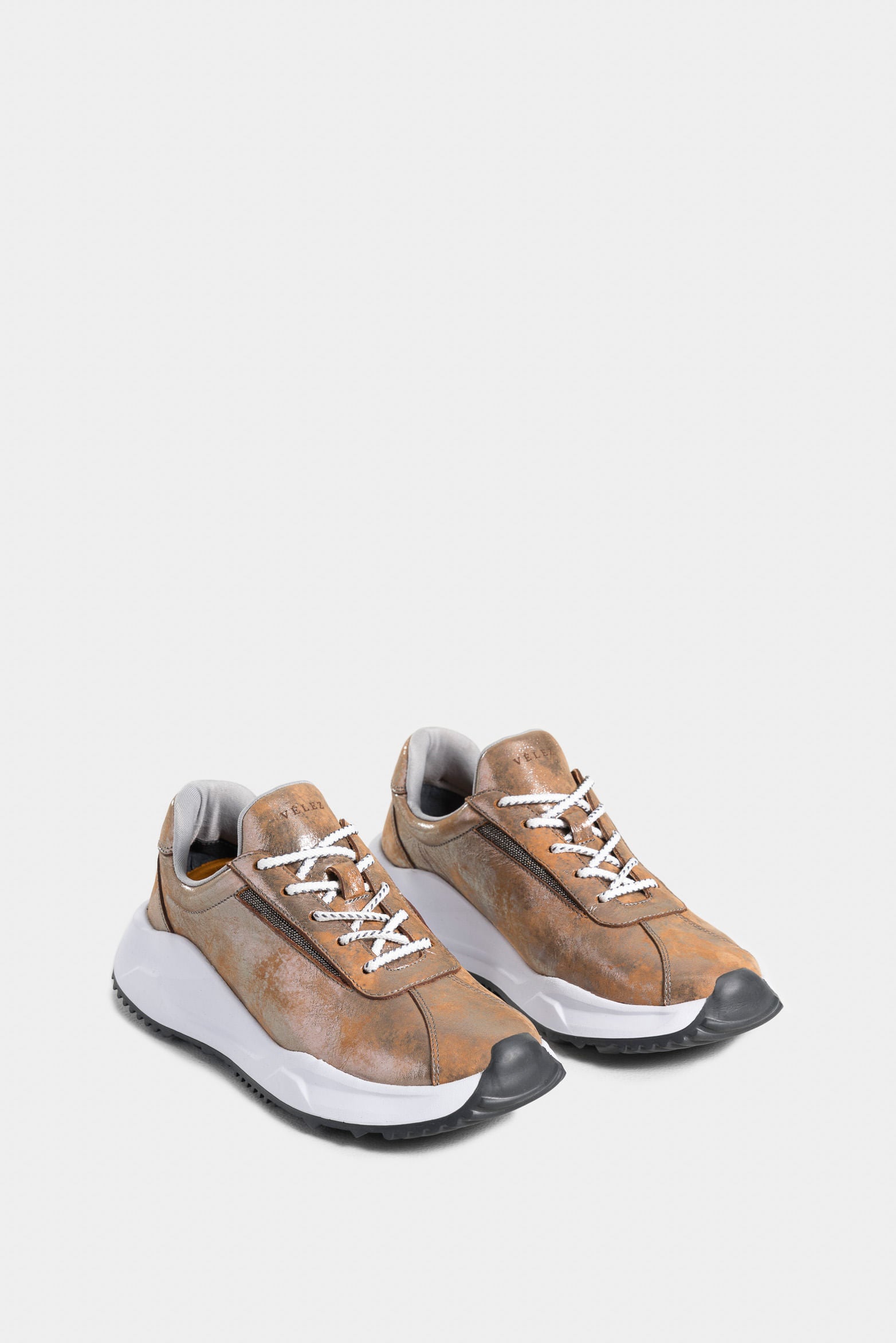 Calitha Folia Leather Sneakers for Women with Millet Inserts
