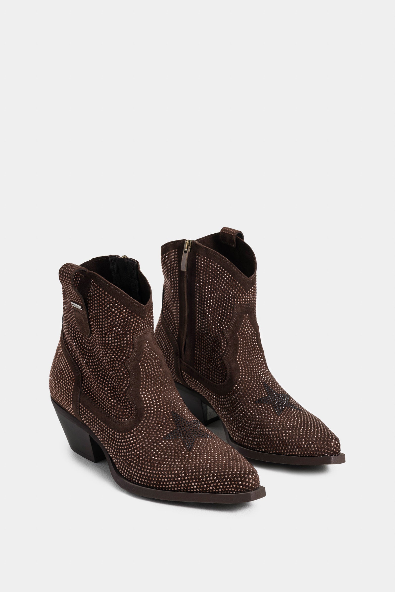 Viana Leather Heeled Ankle Boots with Contrast Piping for Women