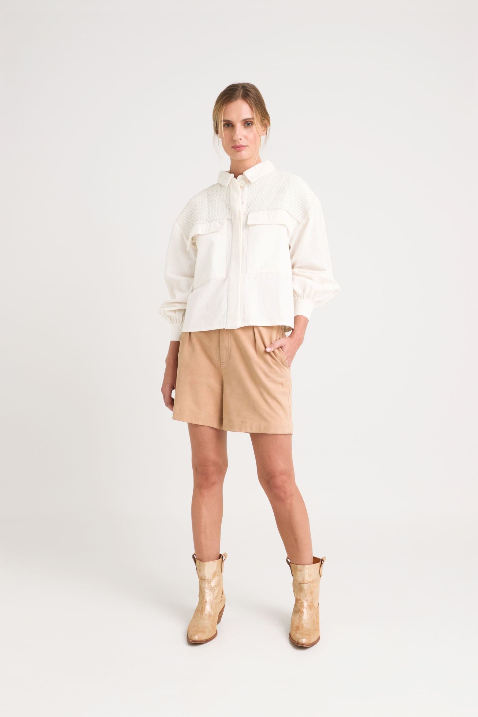 Oversized Iris Linen Jacket for Women with Knitted Cuffs