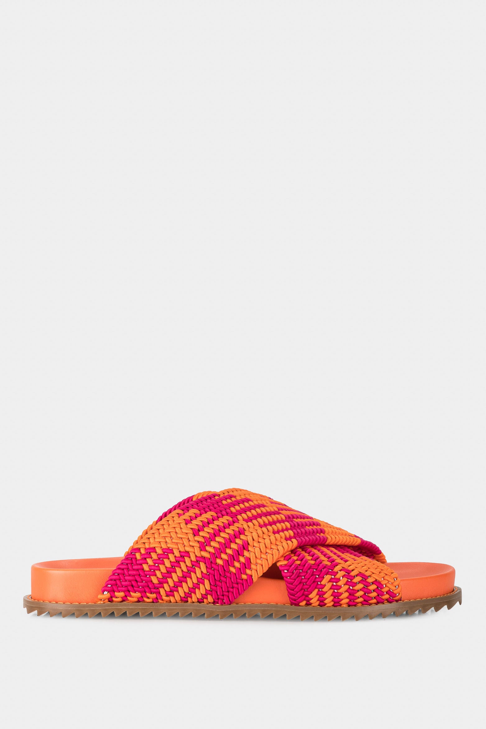 Women’s Flat Leather Sandals with Elastic and Handcrafted Fabric