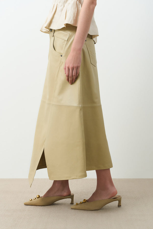 Cleo asymmetrical leather skirt for women