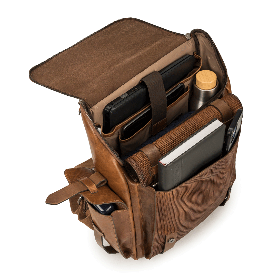 Men's New Archaeology Backpack in Vintage Honey-Colored Leather – Velez Artisan