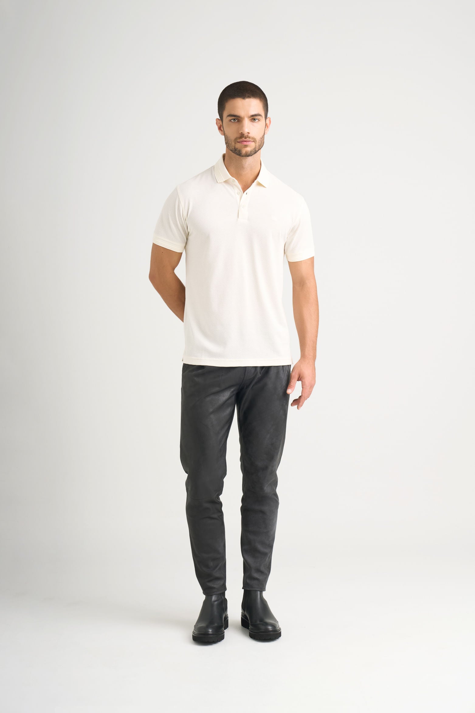 Lucca short-sleeve textured polo shirt for men