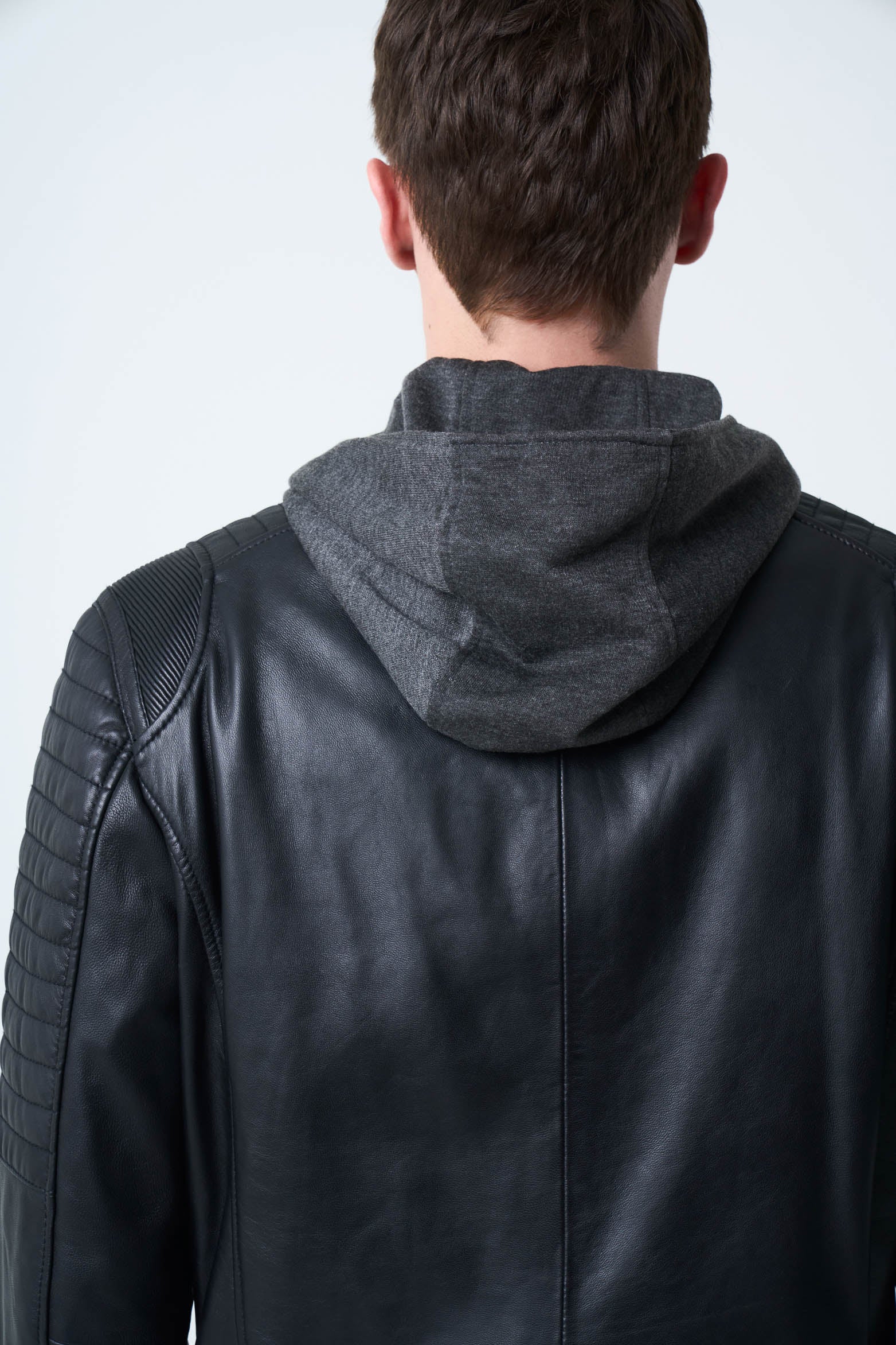 Belmont Leather Jacket for Men with Hood and Chestpiece – Velez