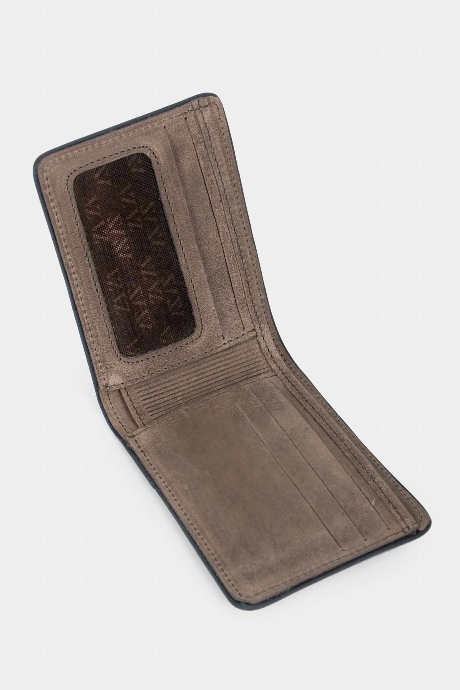 Lines Contrast Leather Wallet in Beige