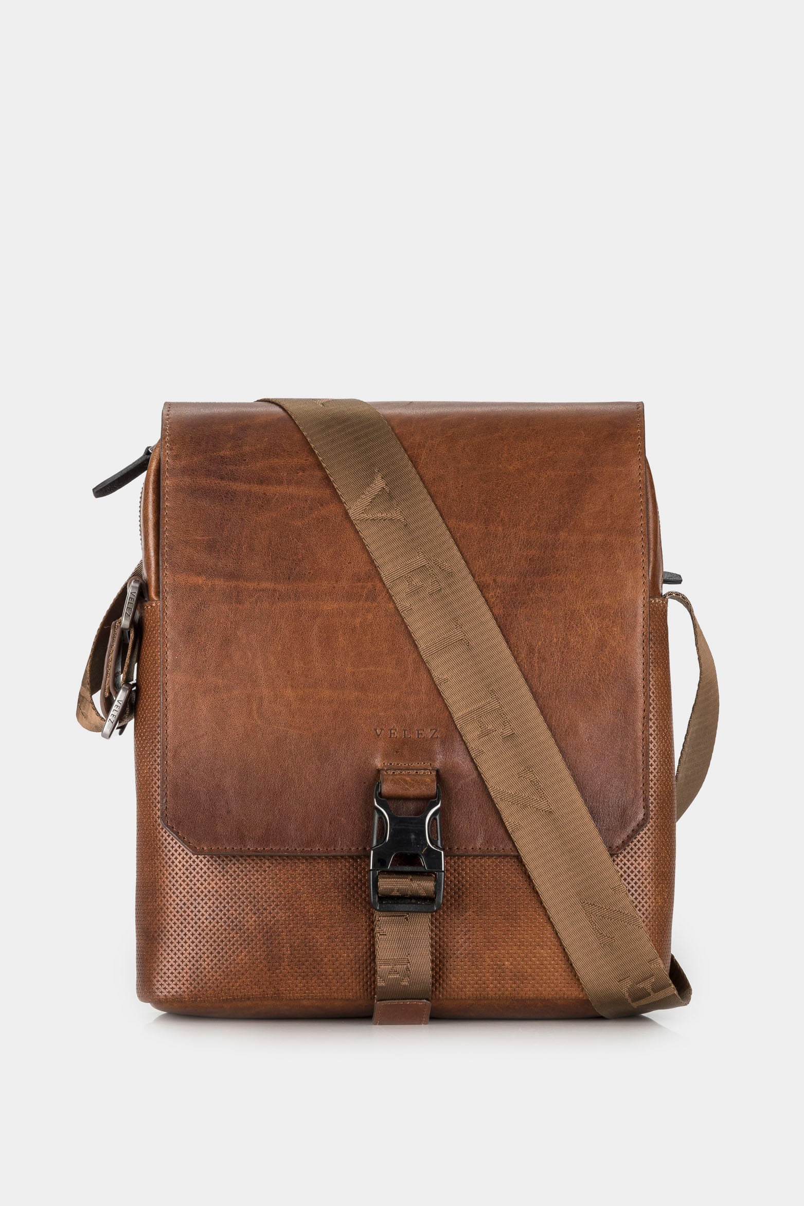 Men’s Leather Shoulder Handbags with Branded Strap