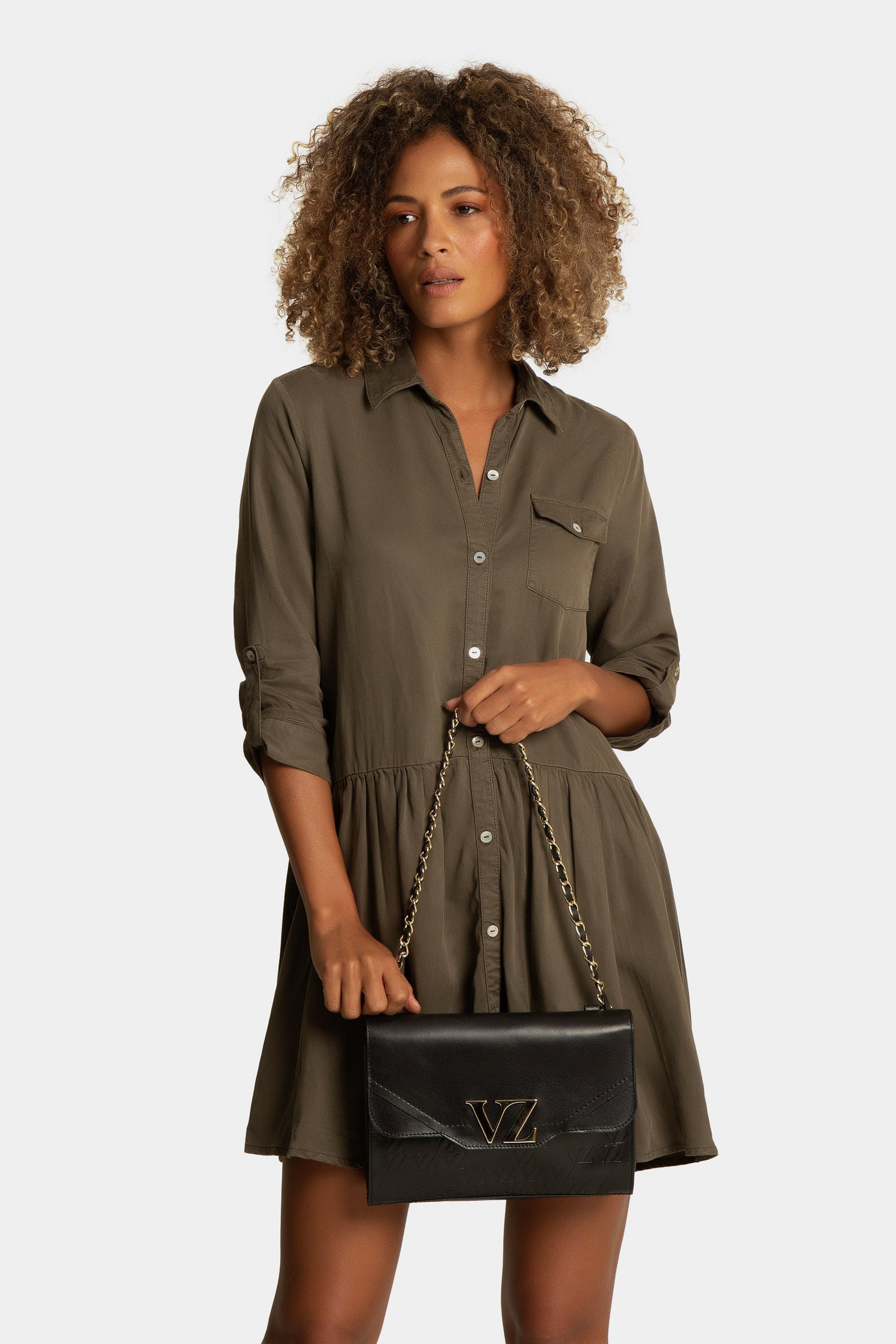 Leather Bowling Handbags with Chain Strap